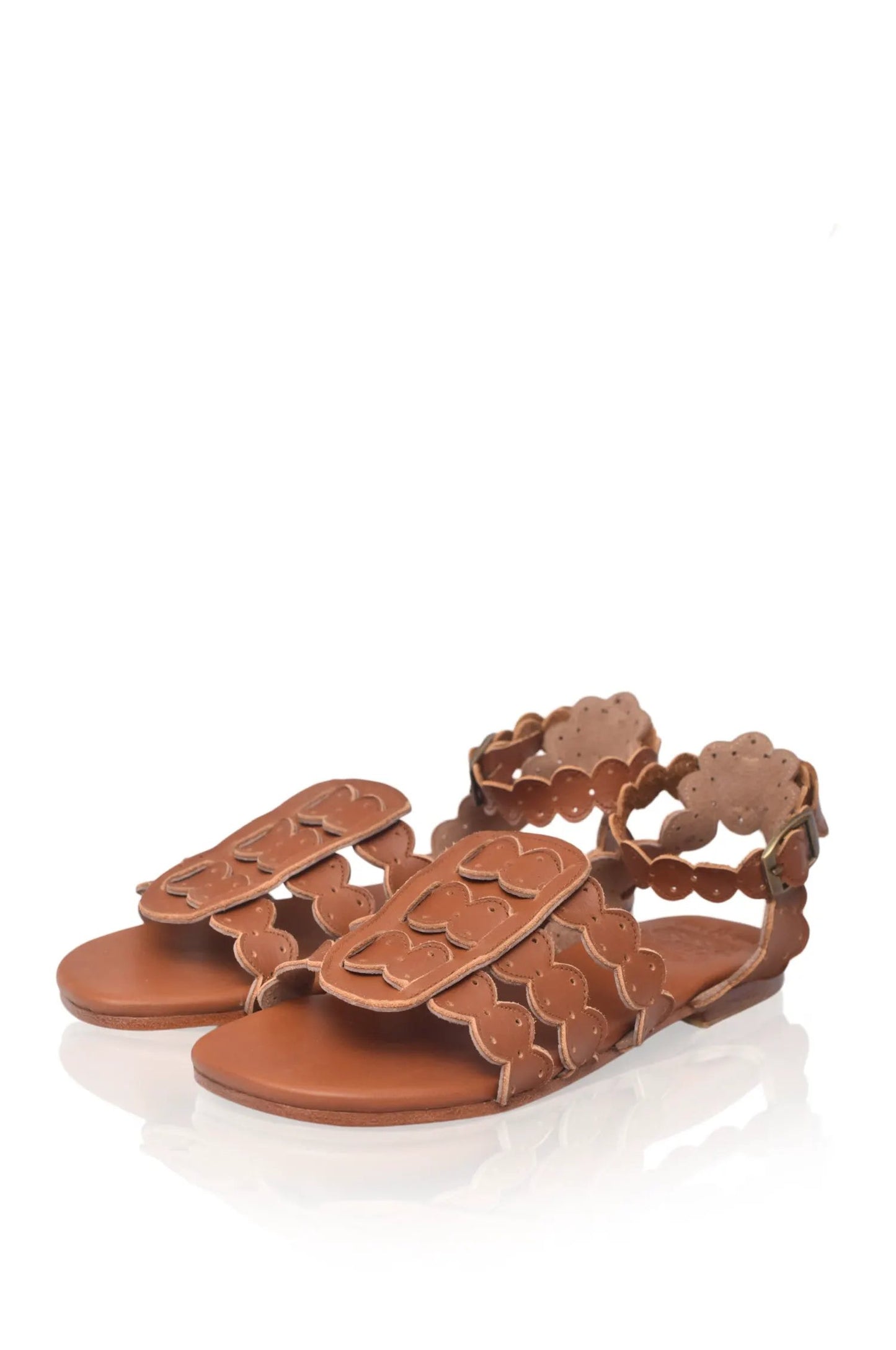 Spell Scalloped Leather Sandals by ELF