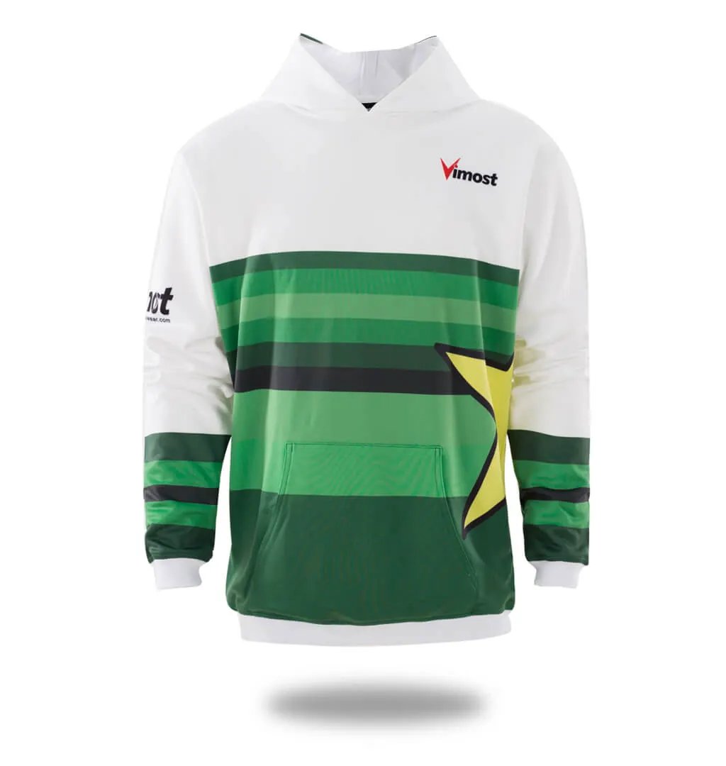 Green White Custom Baseball Pullover Hoodie by Vimost Sportswear