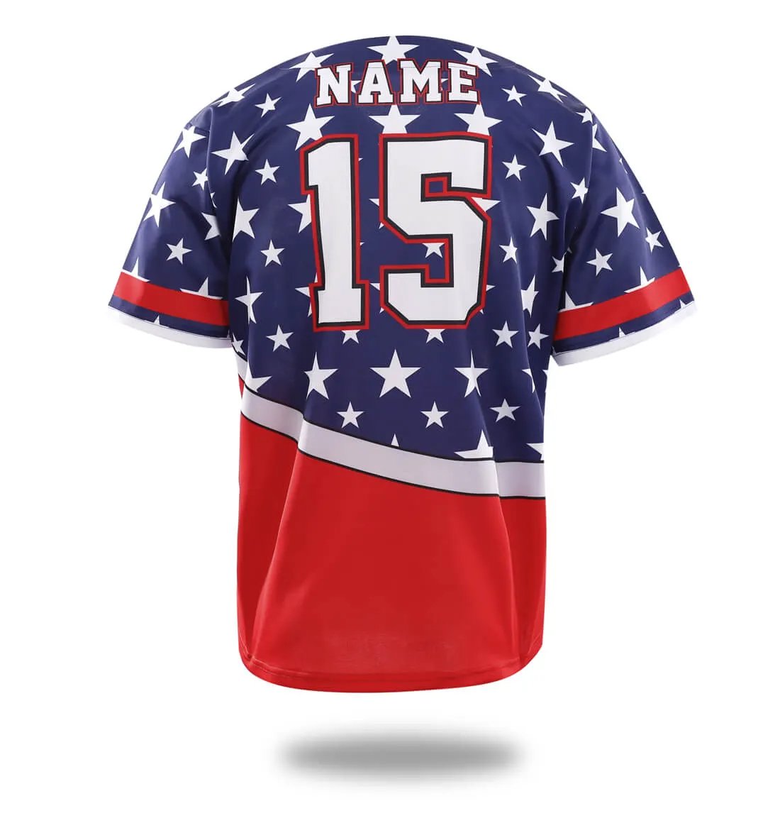 Custom Blue Red Stars Baseball Jersey by Vimost Sportswear