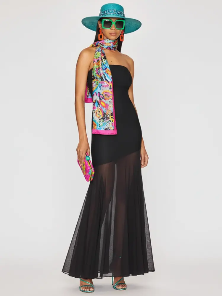 Strapless Bodycon Mesh Dress For Women, Fitted, Solid Color, SoHo, BYMANYC New York. by BYMANYC ® New York