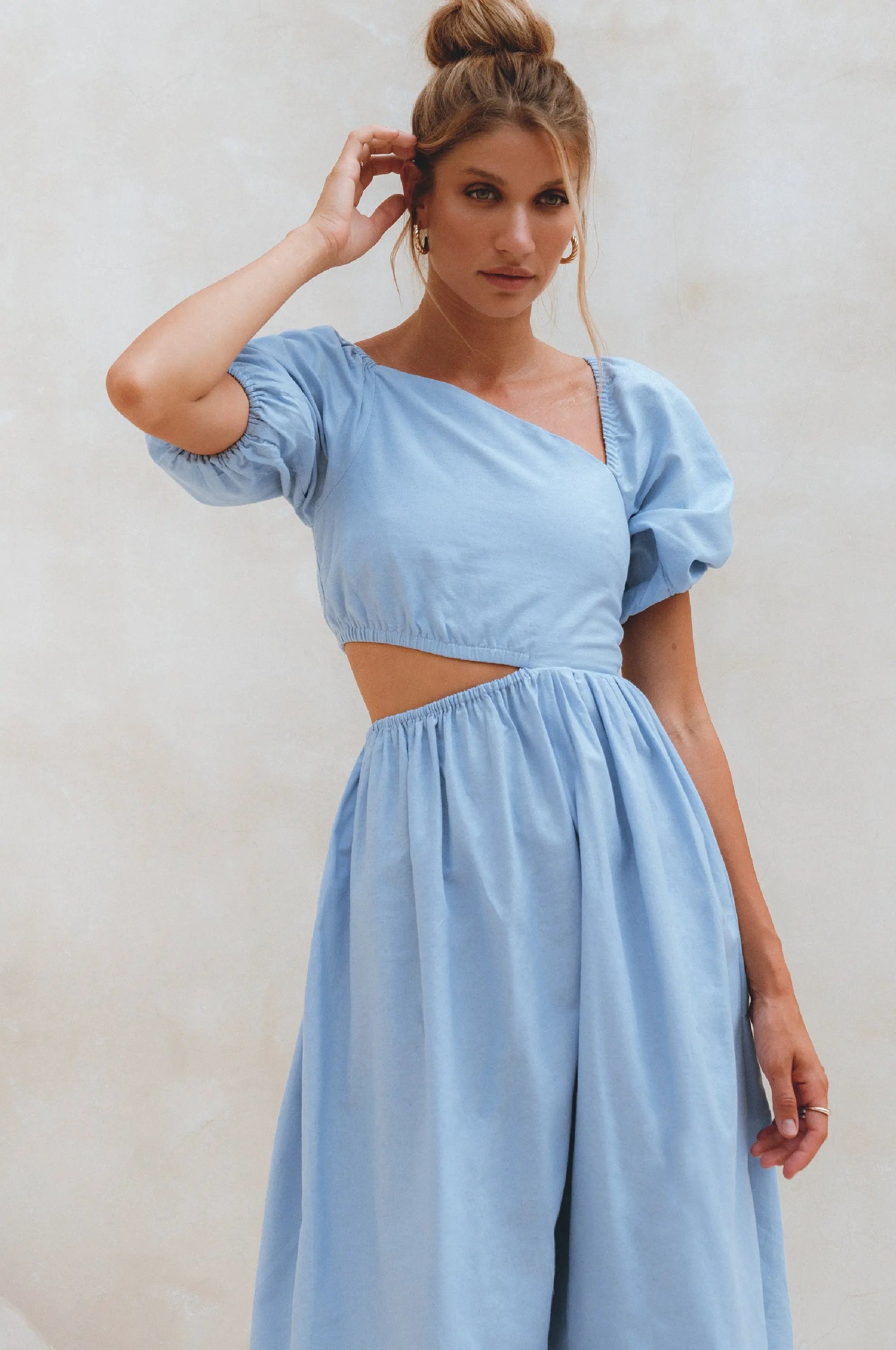 Sundaze Cutout Linen Midi Dress (Sale) by ELF