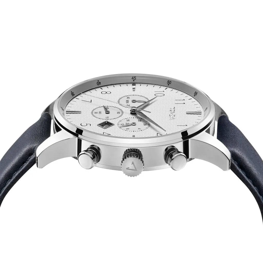 Trnda Men's Stainless Steel Watch, Blue Leather Band | Trnda43bl by TRNDA