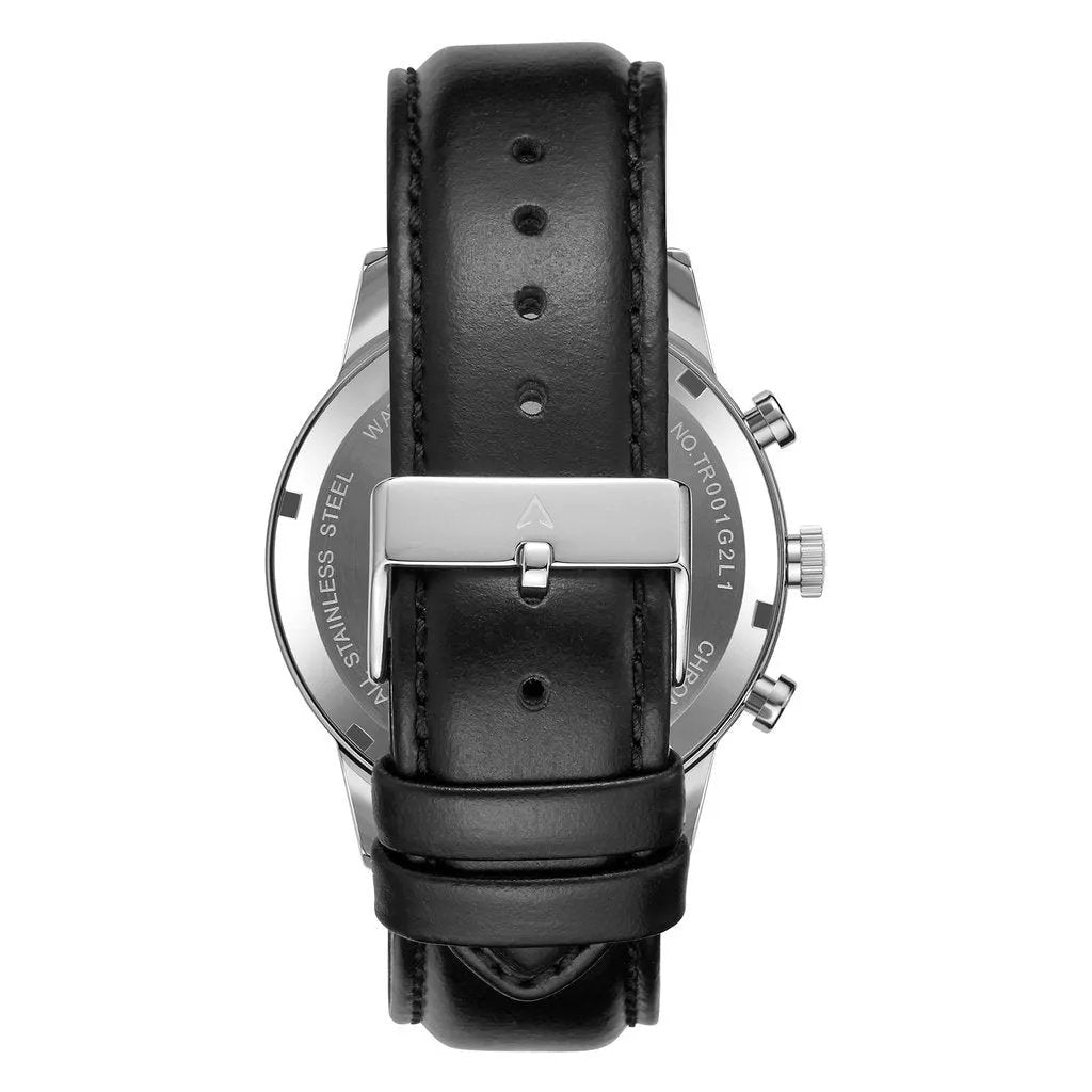 Trnda Men's Stainless Steel Watch, Black Leather Band | Trnda43mm by TRNDA
