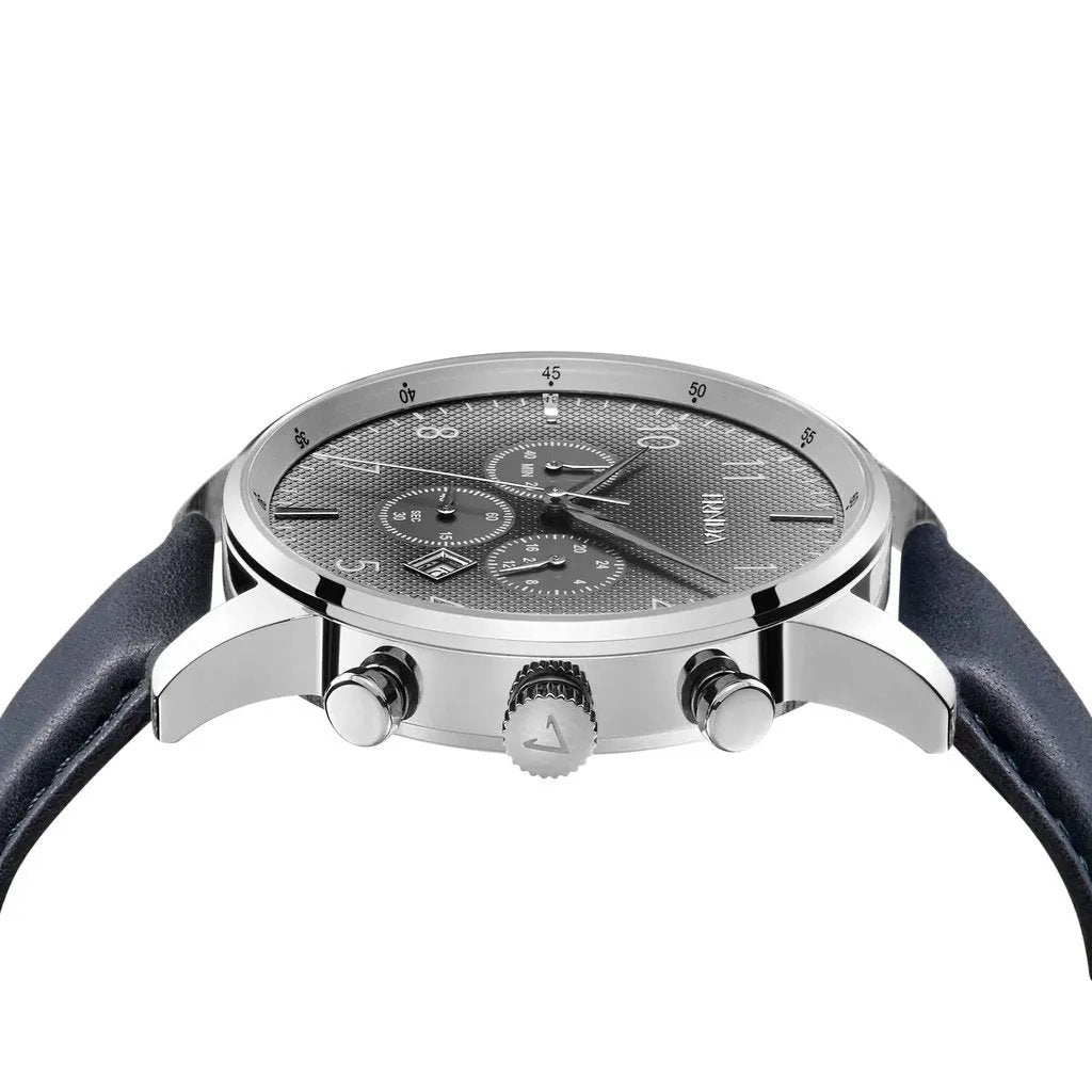 Trnda Men's Stainless Steel Watch, Blue Leather Band | Trn43mm by TRNDA