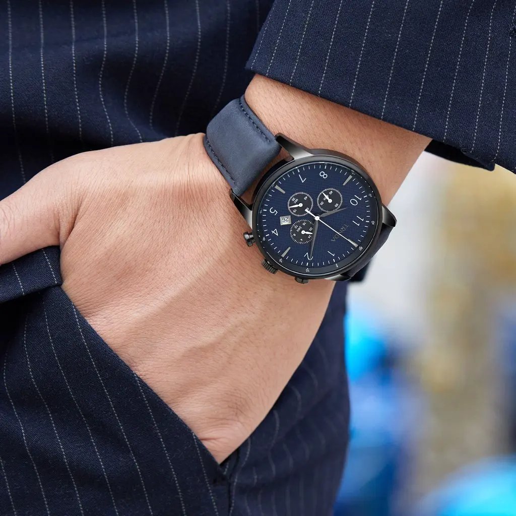 Trnda Men's Stainless Steel Watch, Black Dial | Trnda43blu by TRNDA