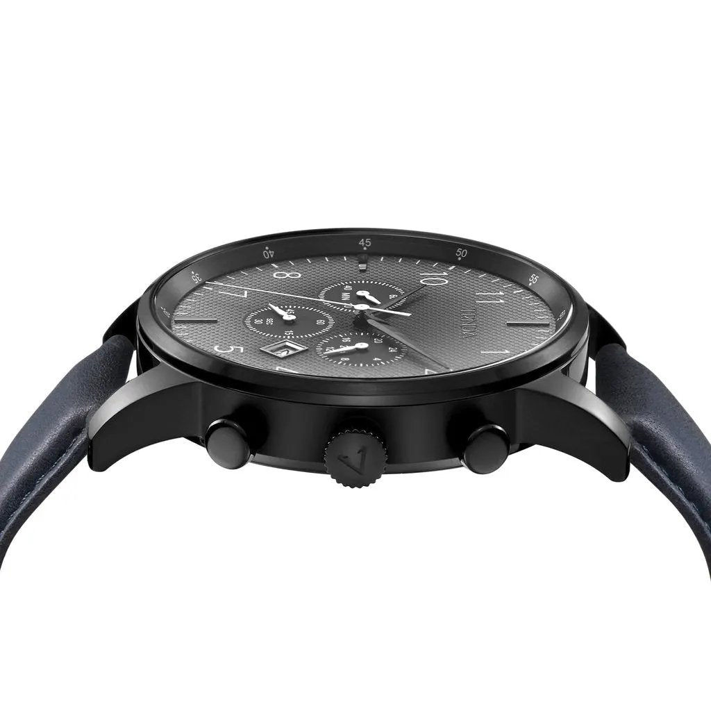 Trnda Men's Black Stainless Steel Watch, Blue Leather Band | Trnda43bl by TRNDA