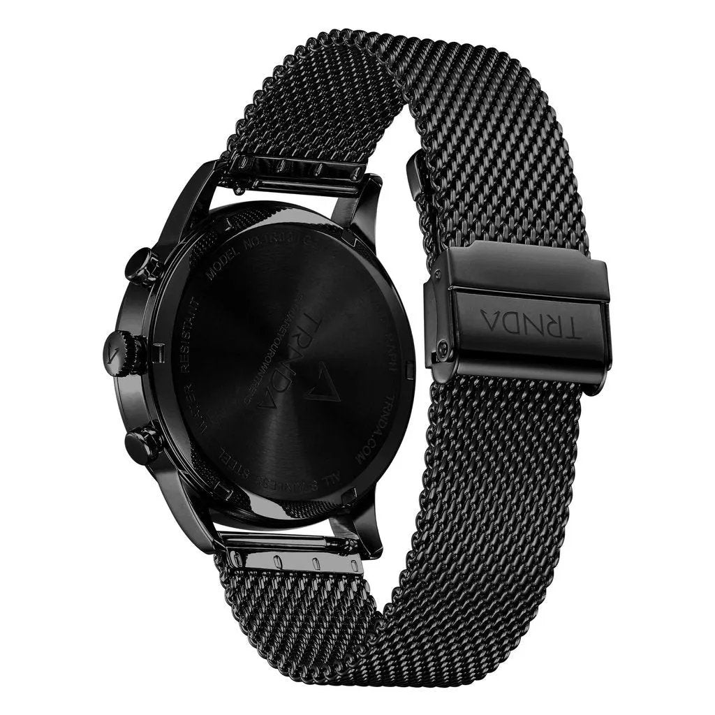 Trnda Men's Black Stainless Steel Watch, Cedar Brown Dial | Trn-43-Bk by TRNDA