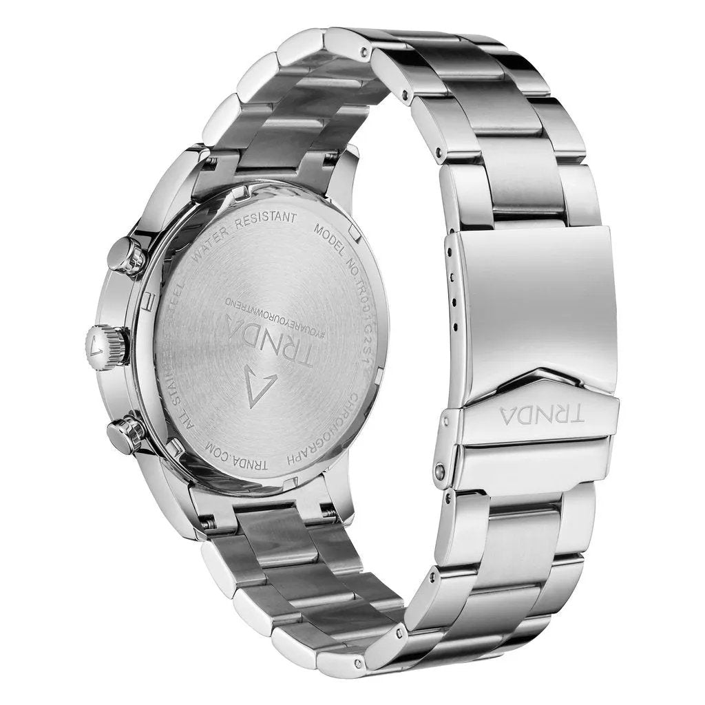 Trnda Men's Stainless Steel Watch, Silver Dial | Trn-Ss43mm by TRNDA