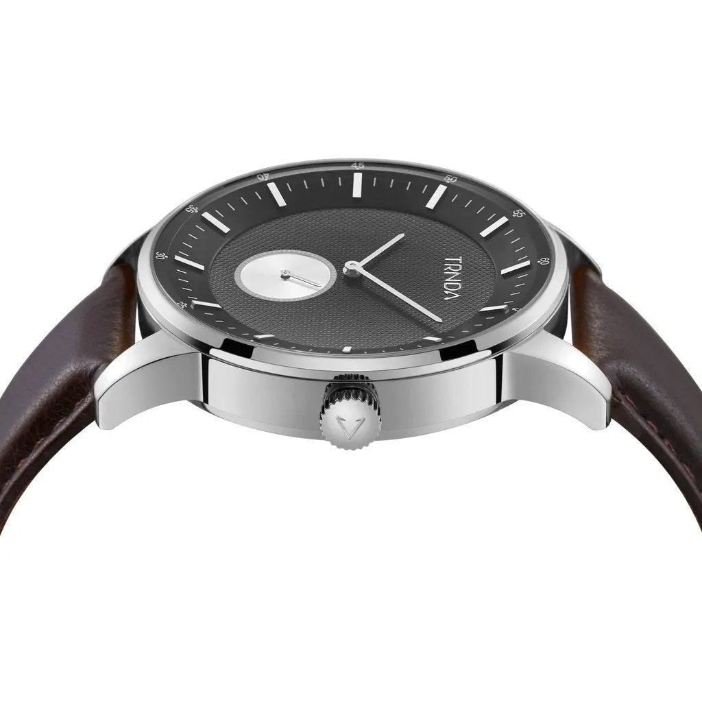 Trnda Men's Stainless Steel Watch, Brown Leather | Trn-Ss43sl by TRNDA
