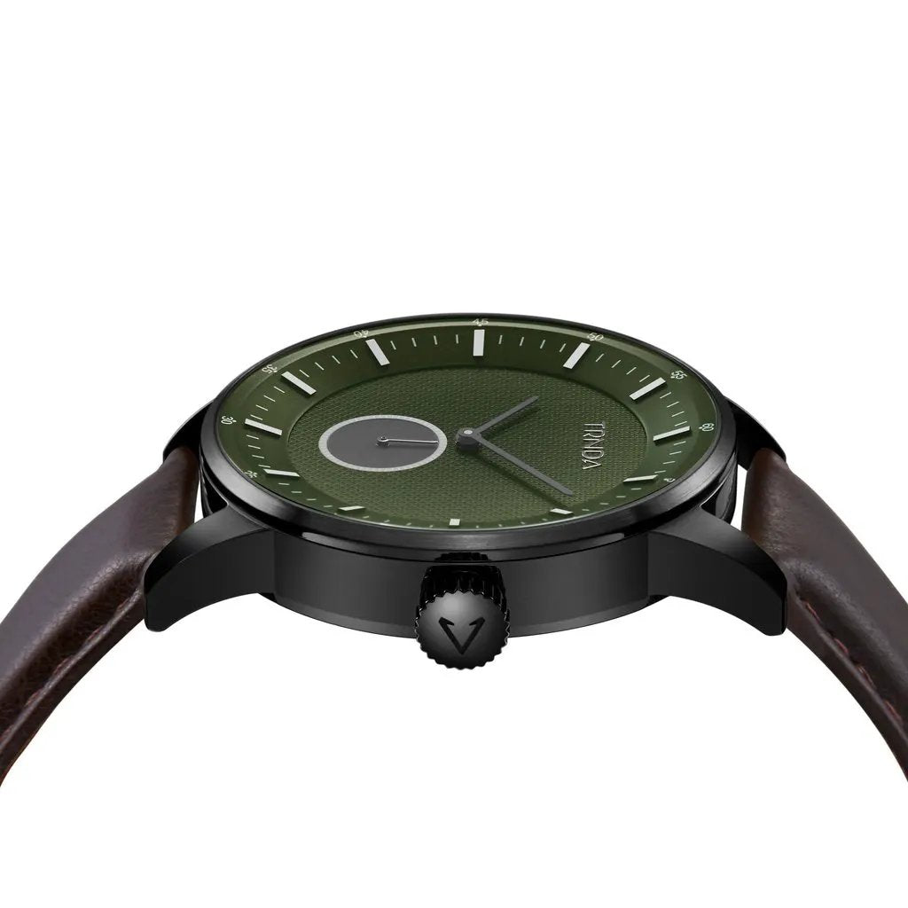 Trnda Men's Stainless Steel Black Watch, Leather Band | Trn-Ss43blk by TRNDA