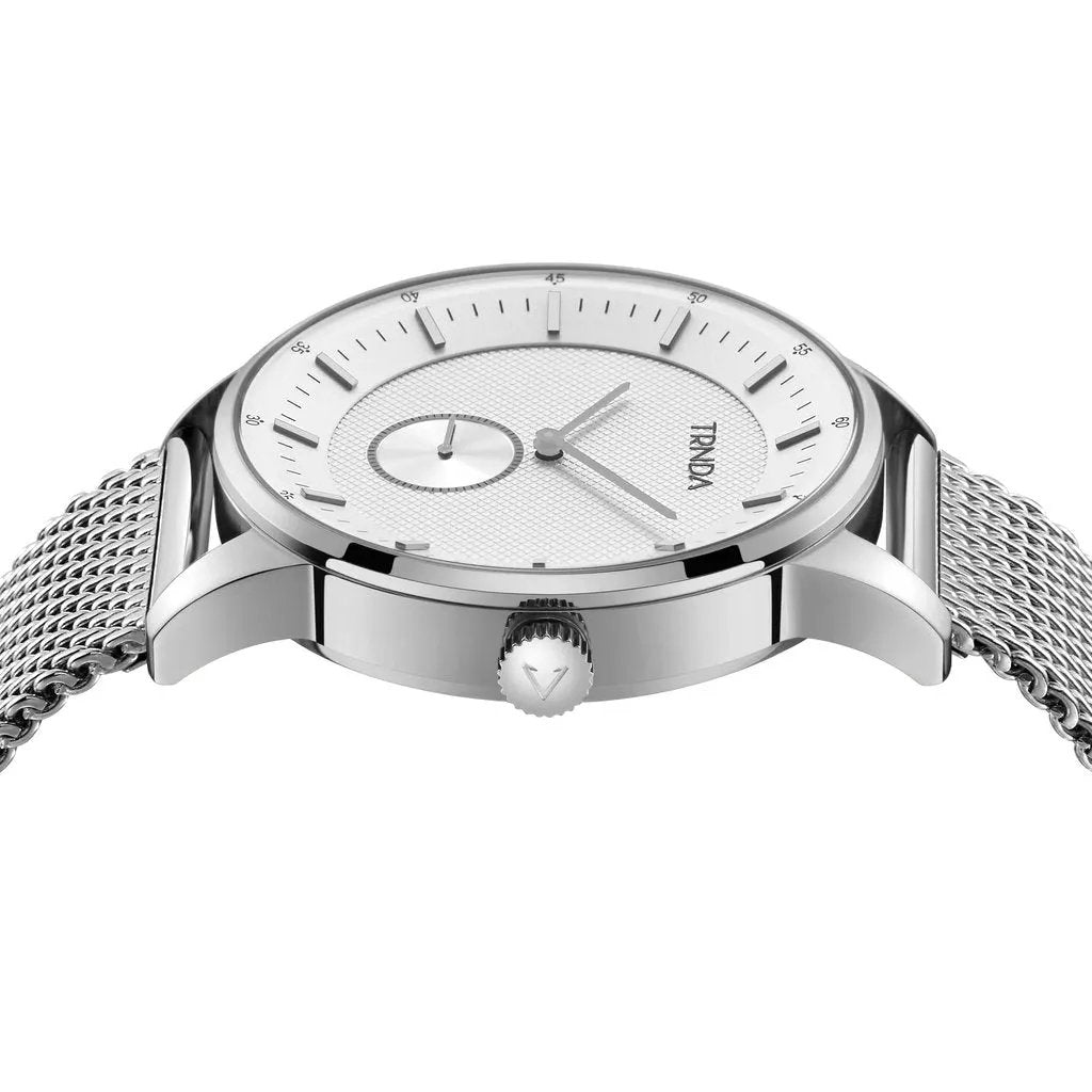 Trnda Men's Stainless Steel Watch, Silver Mesh Band | Trn-43s by TRNDA
