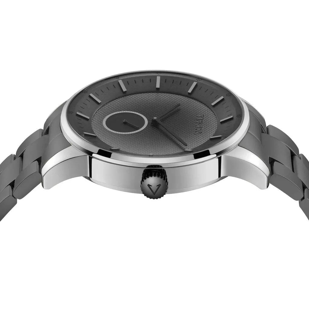 Trnda Men's Silver Stainless Steel Watch, Black Band | Trn-Ss43b by TRNDA