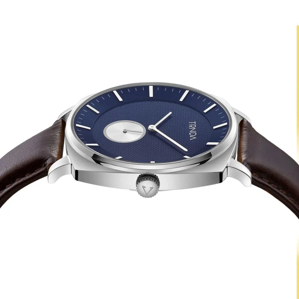 Trnda Men's Silver Stainless Steel Watch, Blue Dial | Trn45ss by TRNDA
