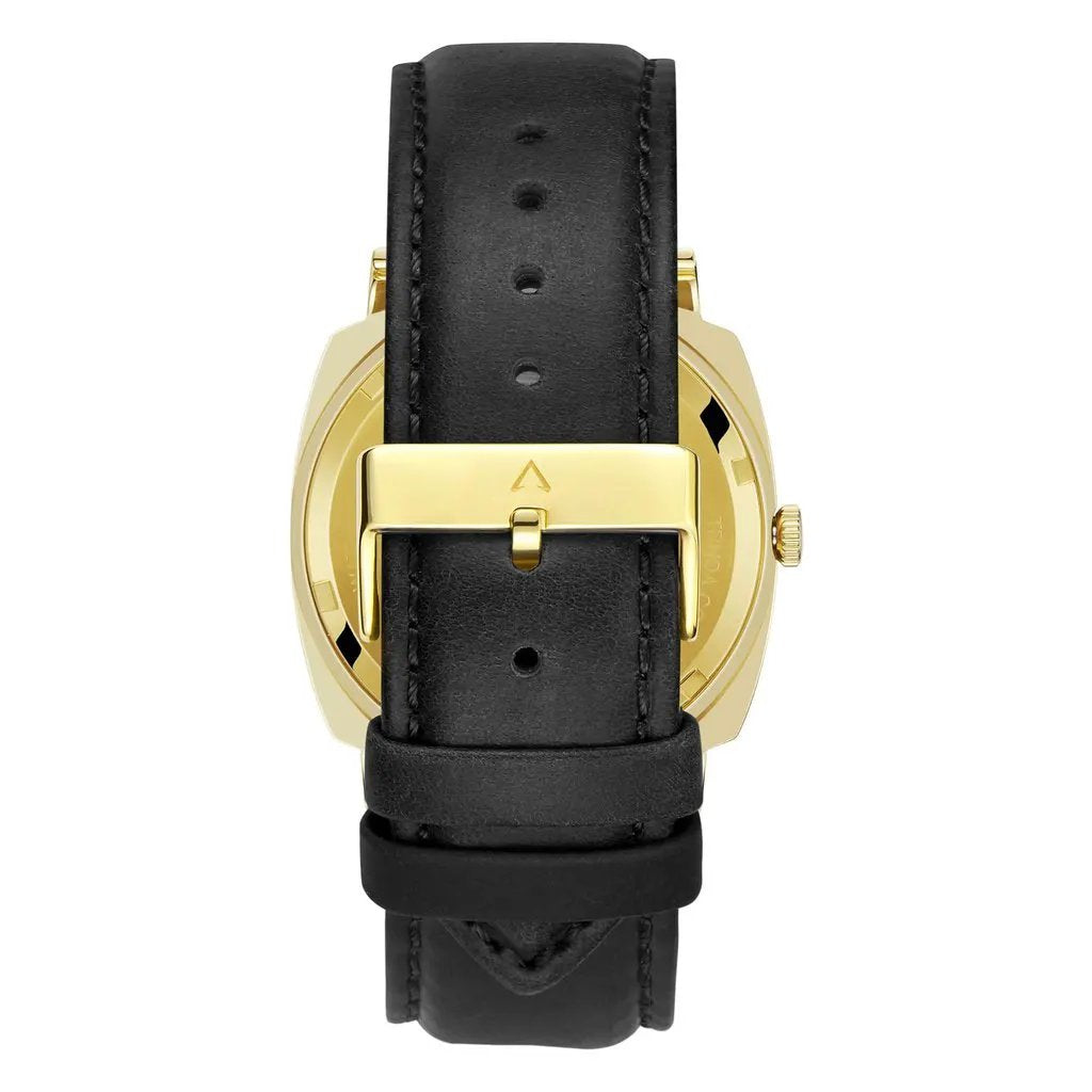 Trnda Men's Gold Stainless Steel Watch, Black Leather Band | Trn-Ss45 by TRNDA