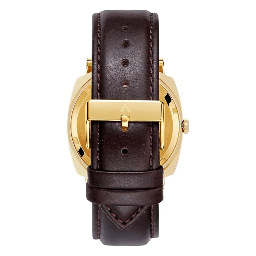 Trnda Men's Stainless Steel Gold Watch, Brown Leather | Trn45mbl by TRNDA