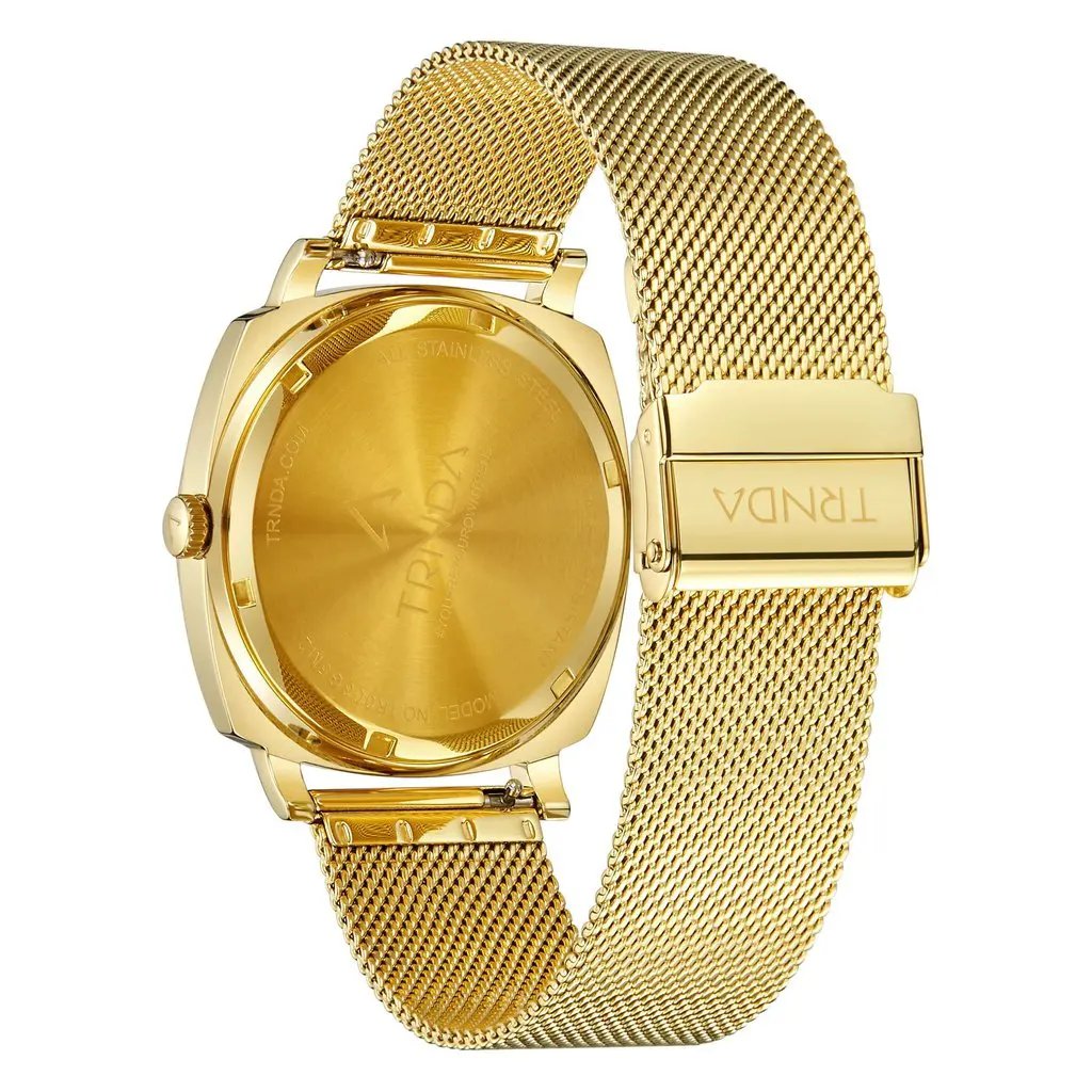 Trnda Men's Gold Stainless Steel Watch, Black Dial | Trn-Ss45g by TRNDA