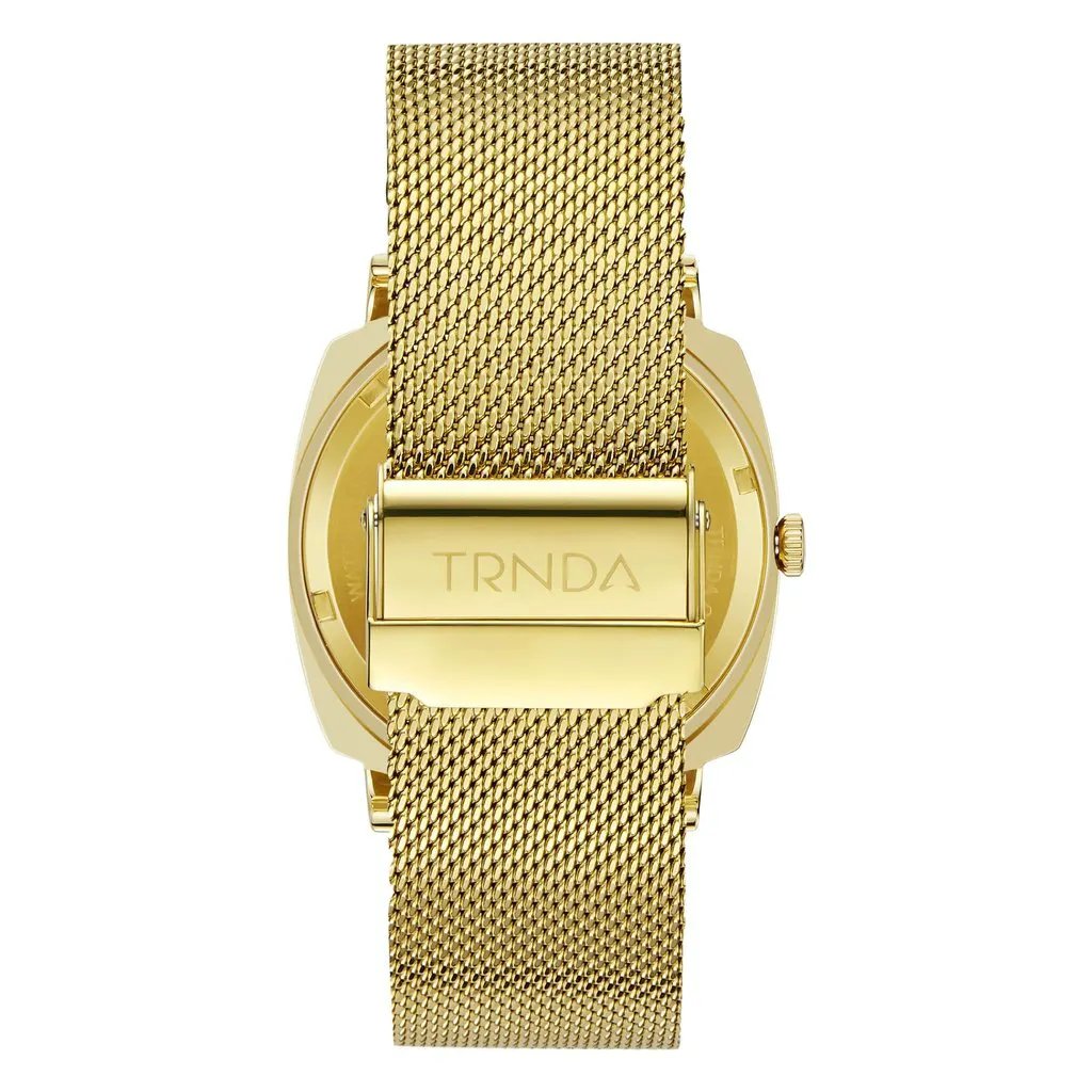 Trnda Men's Gold Stainless Steel Watch, Black Dial | Trn-Ss45g by TRNDA