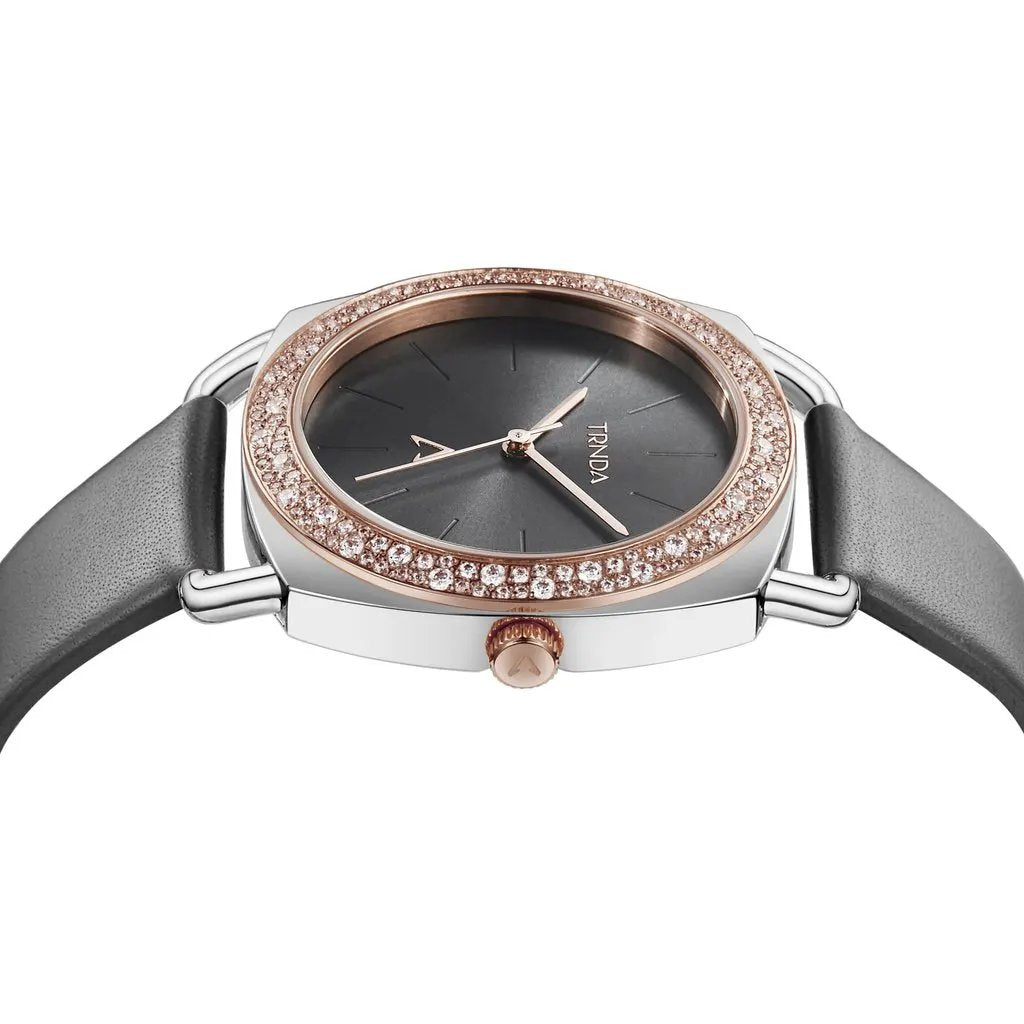 Trnda Women's Stainless Steel Watch, Gray Leather Band | Trd-Ss35 by TRNDA