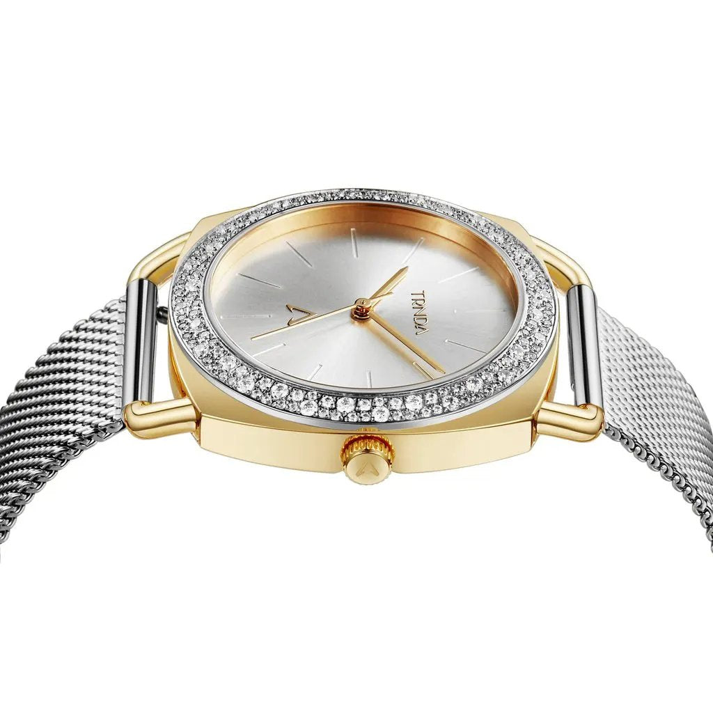 Trnda Women's Stainless Steel Gold Watch, Silver Dial | Trnda-W35.8 by TRNDA