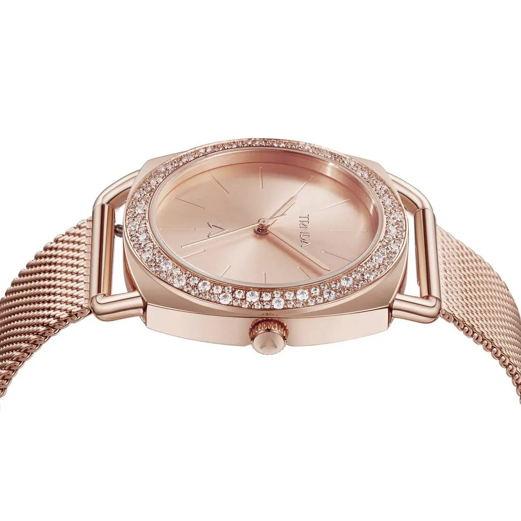 Trnda Women's Rose Gold Stainless Steel Watch, Mesh Band | Trn-358 by TRNDA