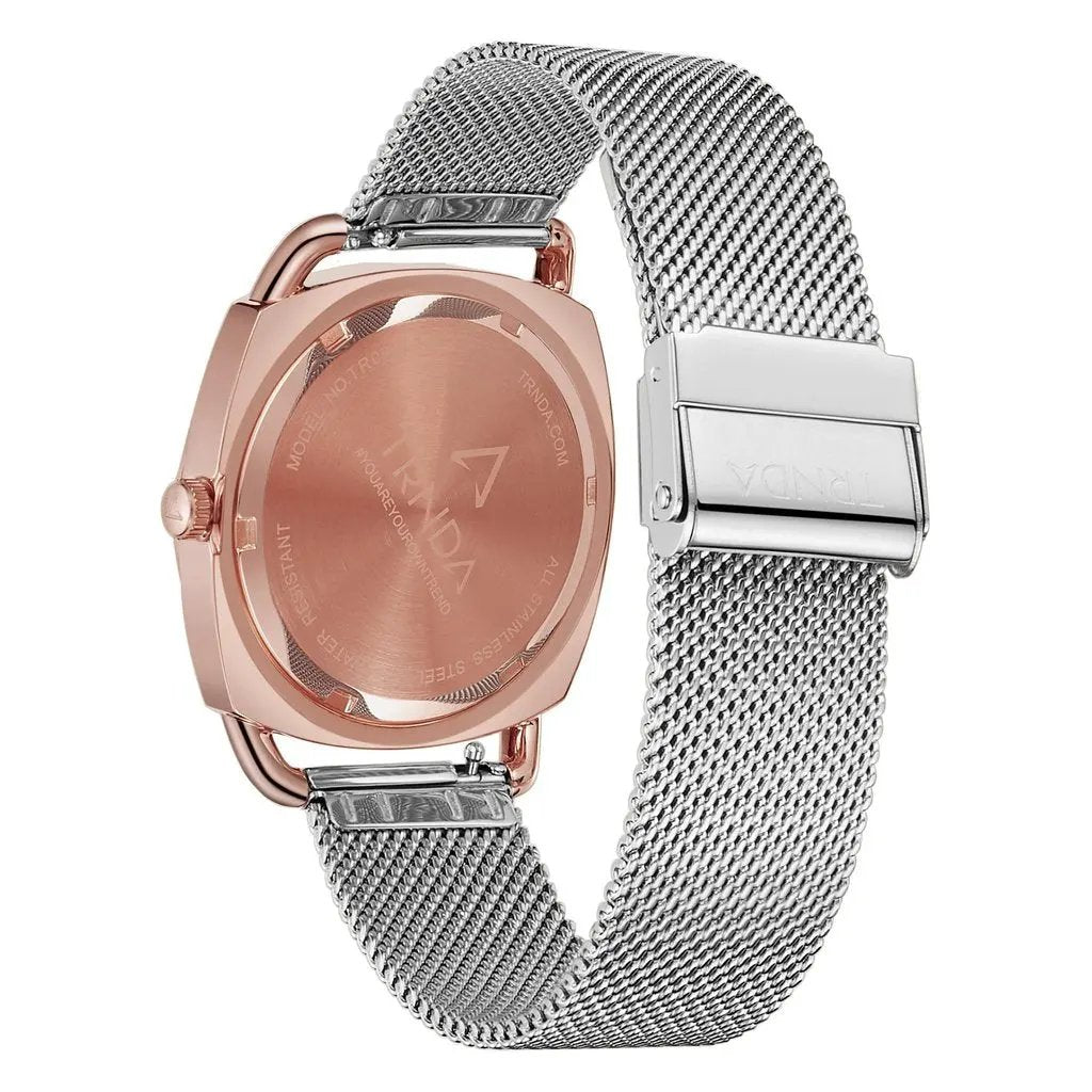 Trnda Women's Rose Gold Stainless Steel Watch, Silver Dial | Trnda-Rg35.8 by TRNDA