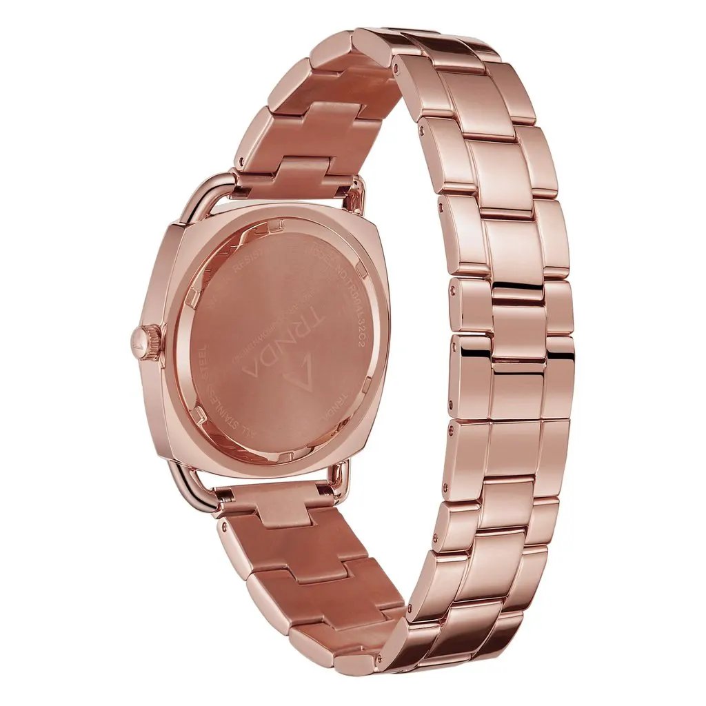 Trnda Women's Rose Gold Stainless Steel Watch, Silver Dial | Trnda-001 by TRNDA