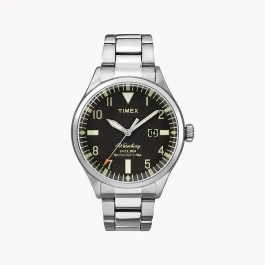 Timex Men's Silver Stainless Steel Watch, Black Dial | Tw2r25100 by TIMEX