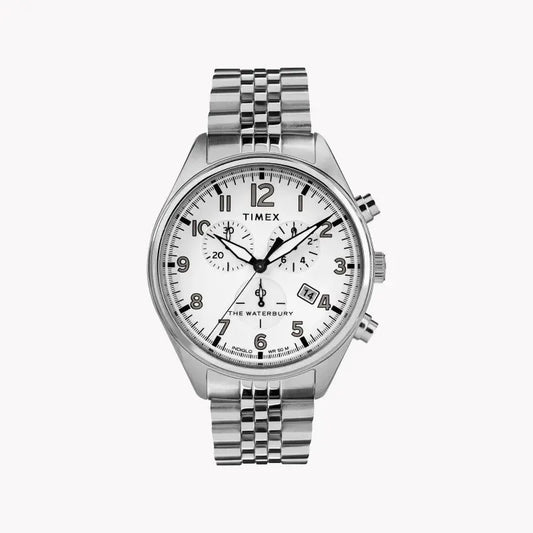 Timex Men's Silver Stainless Steel Watch, White Dial | Tw2r88500 by TIMEX