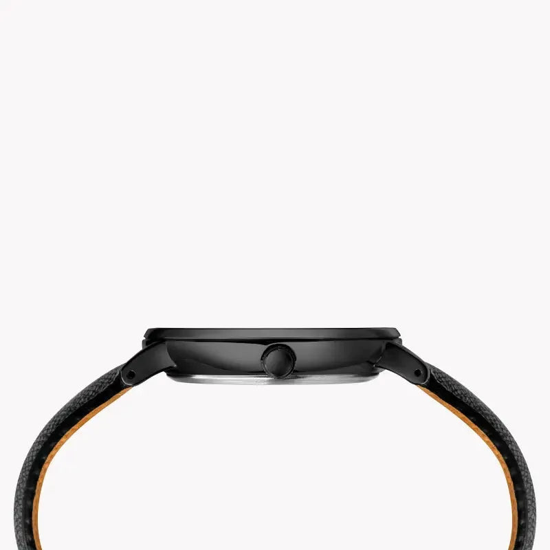 Timex Men's Black Leather Watch, Black Dial | Tw2t34900 by TIMEX