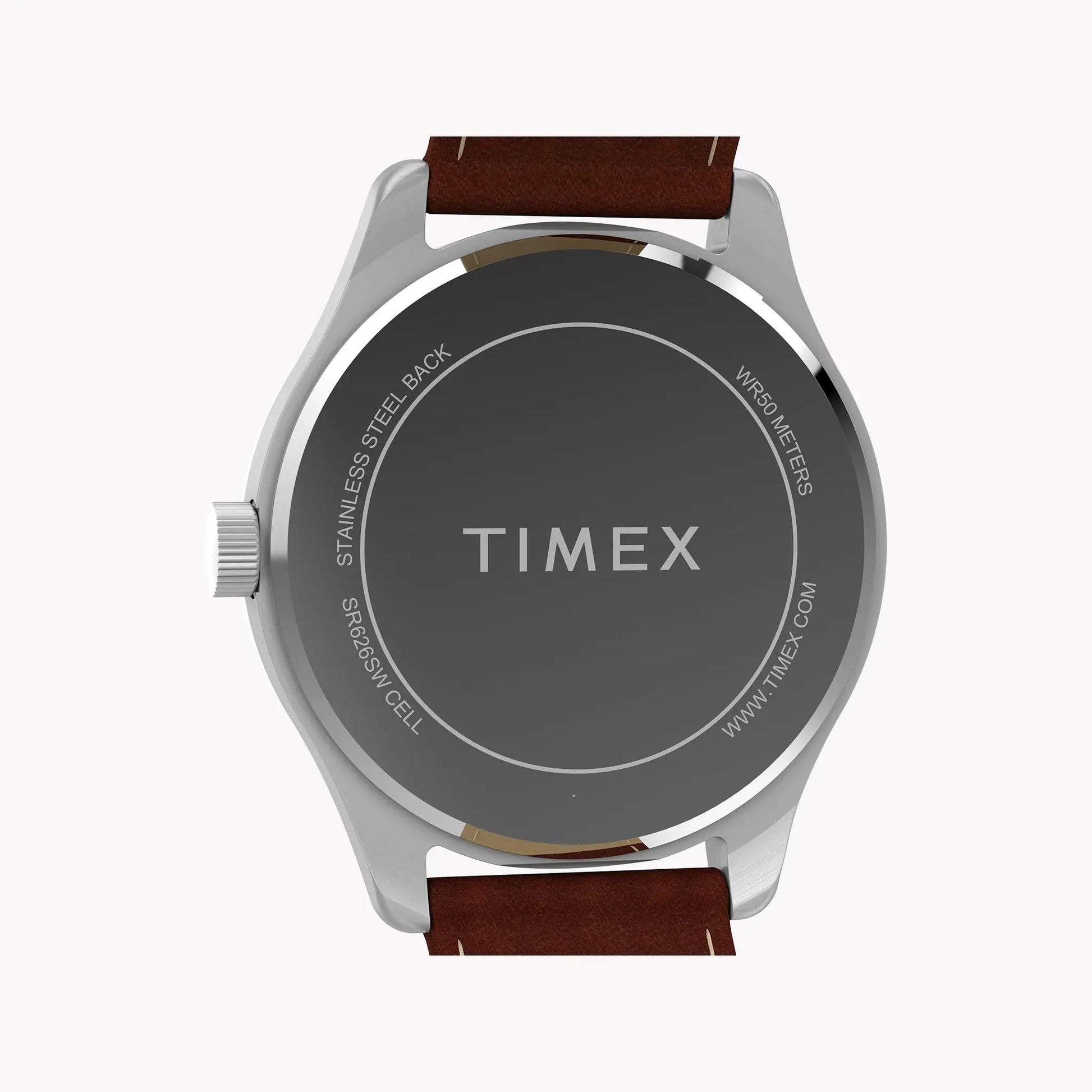 Mens Main Street Silver Tone Case Brown Strap Blue Dial Watch | TW2Y16200 by TIMEX