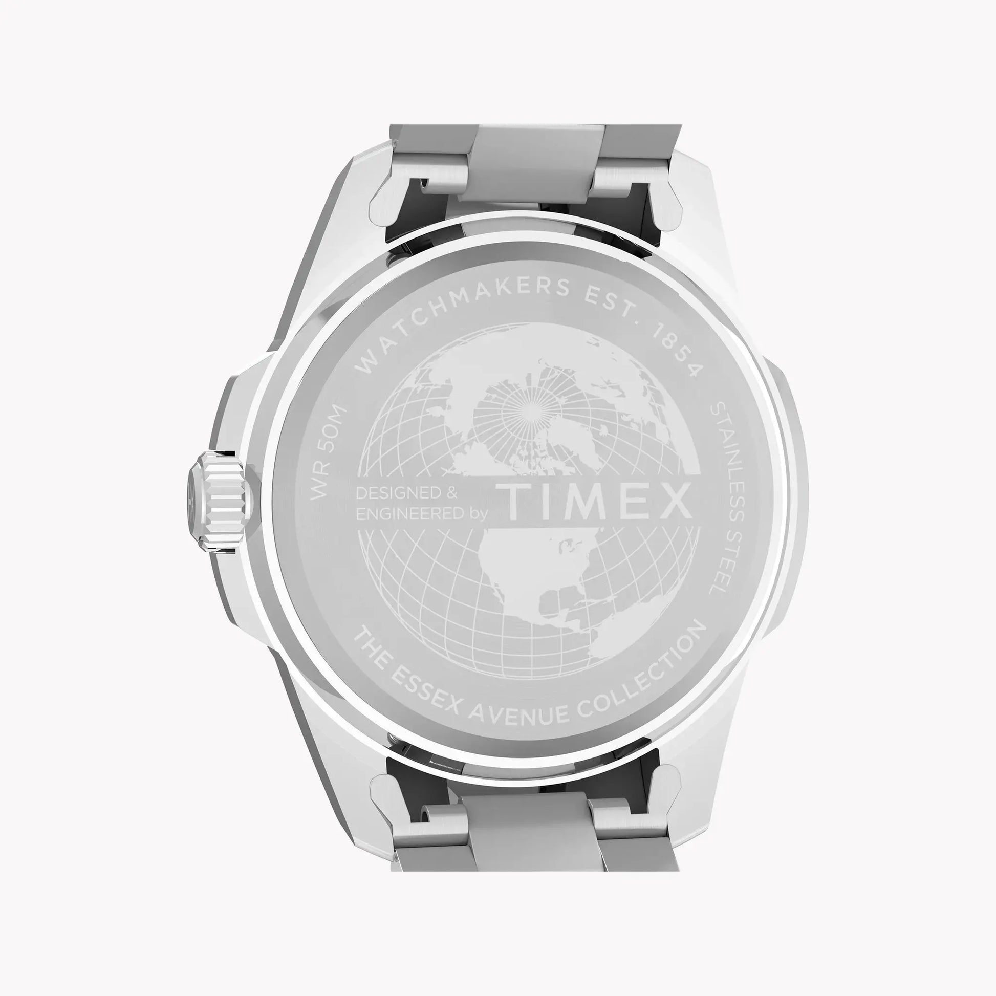 Essex 3-Hand Blue Dial SST Bracelet TW2Y21100 | Men's Silver Watch by TIMEX
