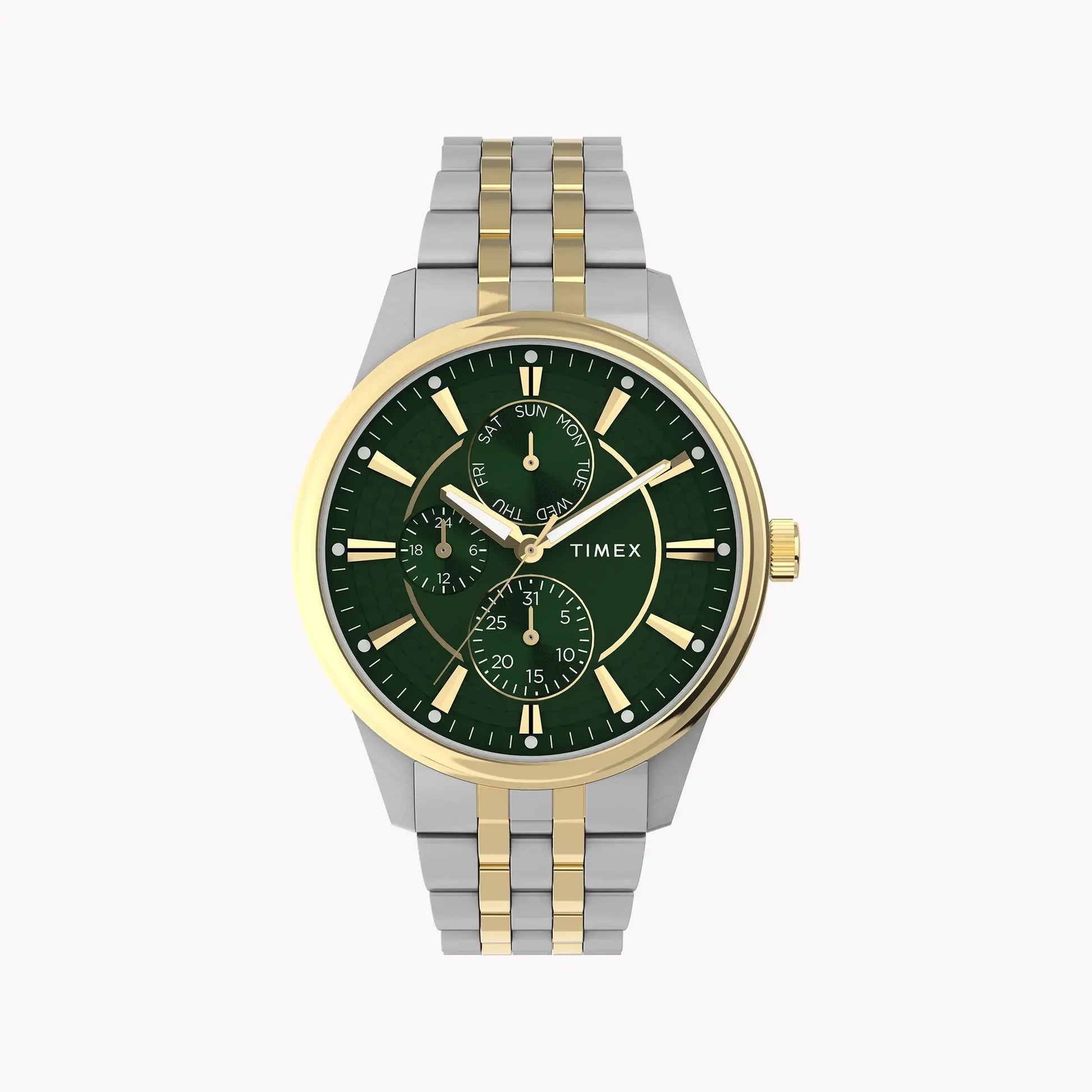Chicago Multi 45mm Two-Tone Case Green Dial Bracelet TW2Y21400 by TIMEX