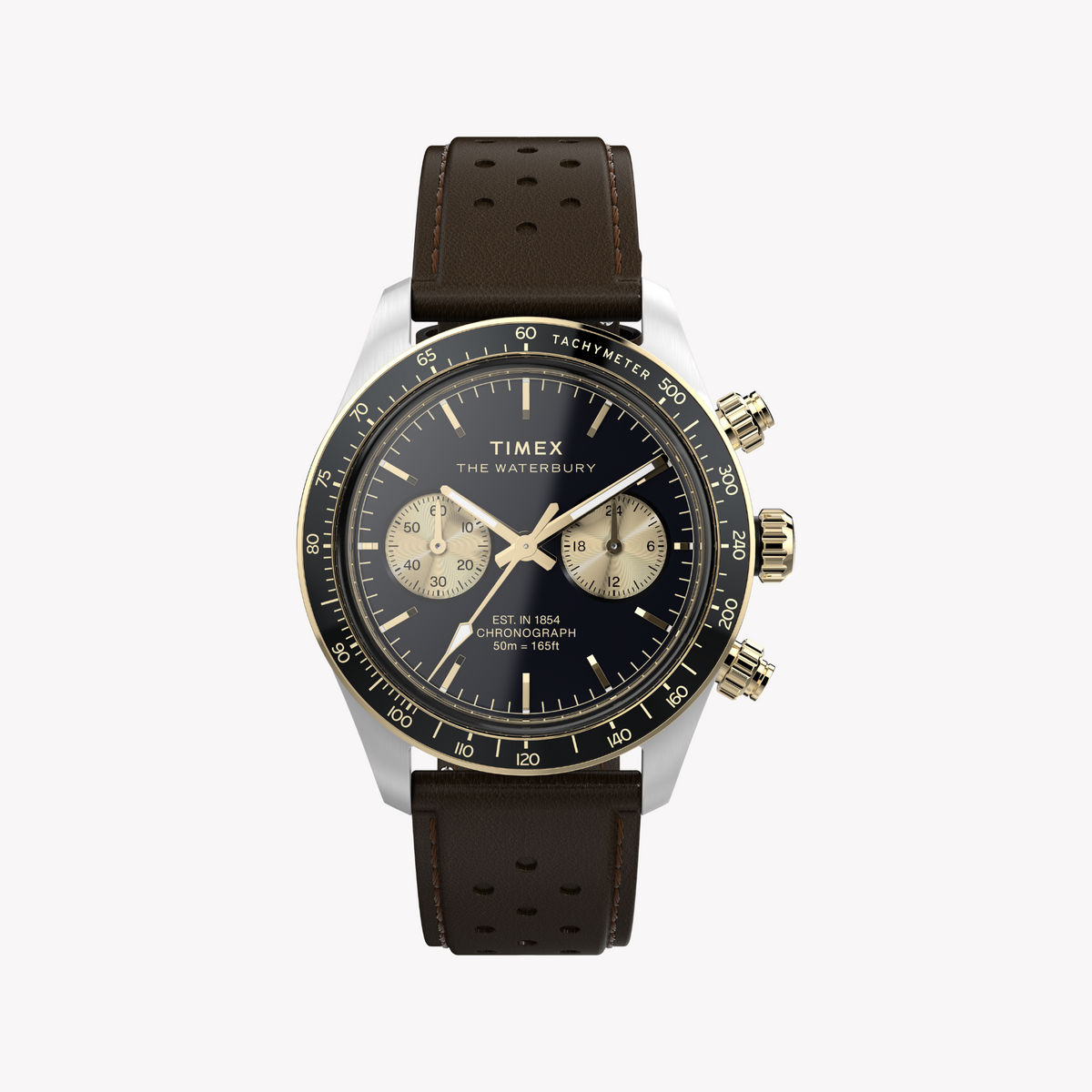 Timex Men's Silver/Brown Leather Watch | Tw2y24100 by TIMEX