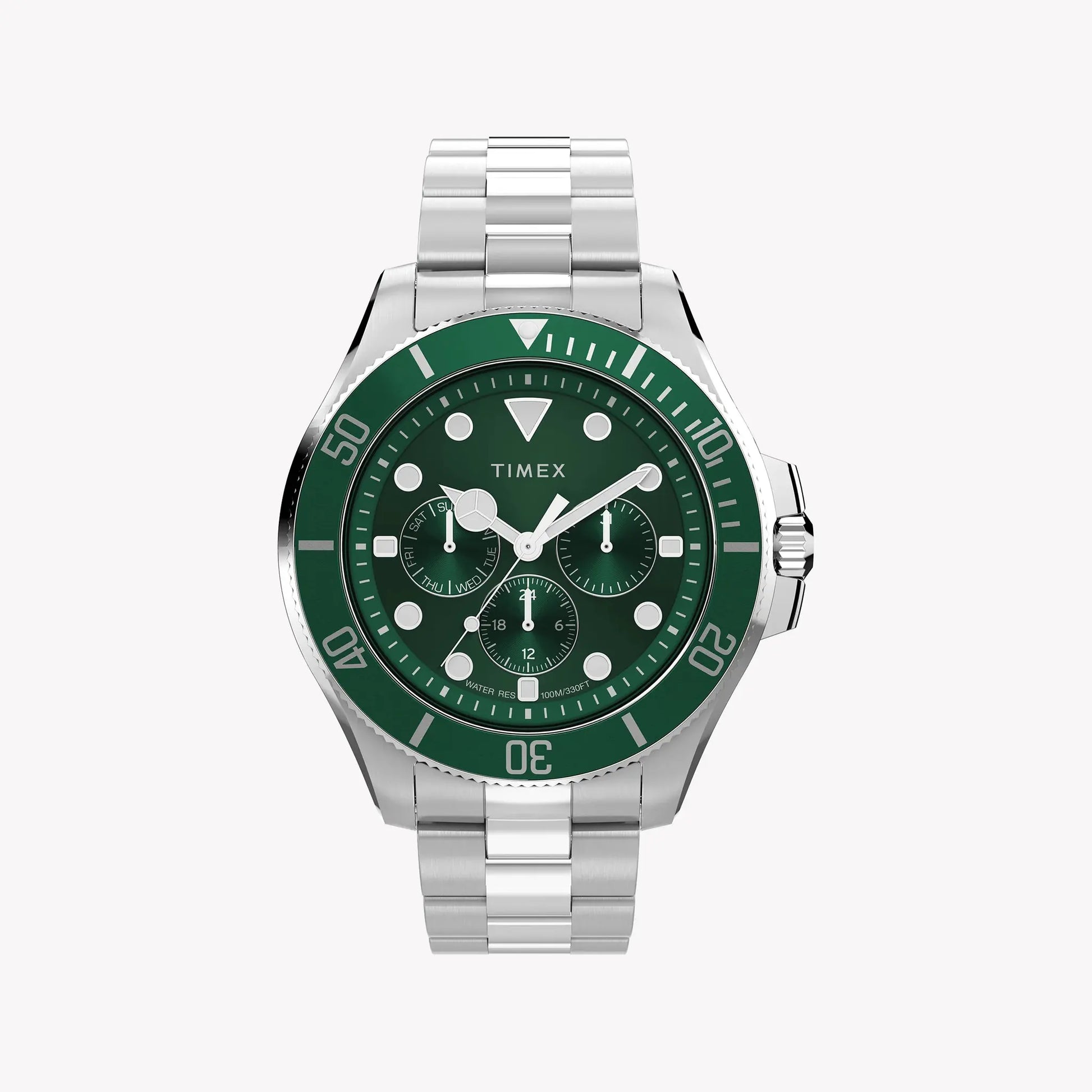 Timex Men's Silver-Tone Stainless Steel, Green Dial | TW2Y33200 by TIMEX