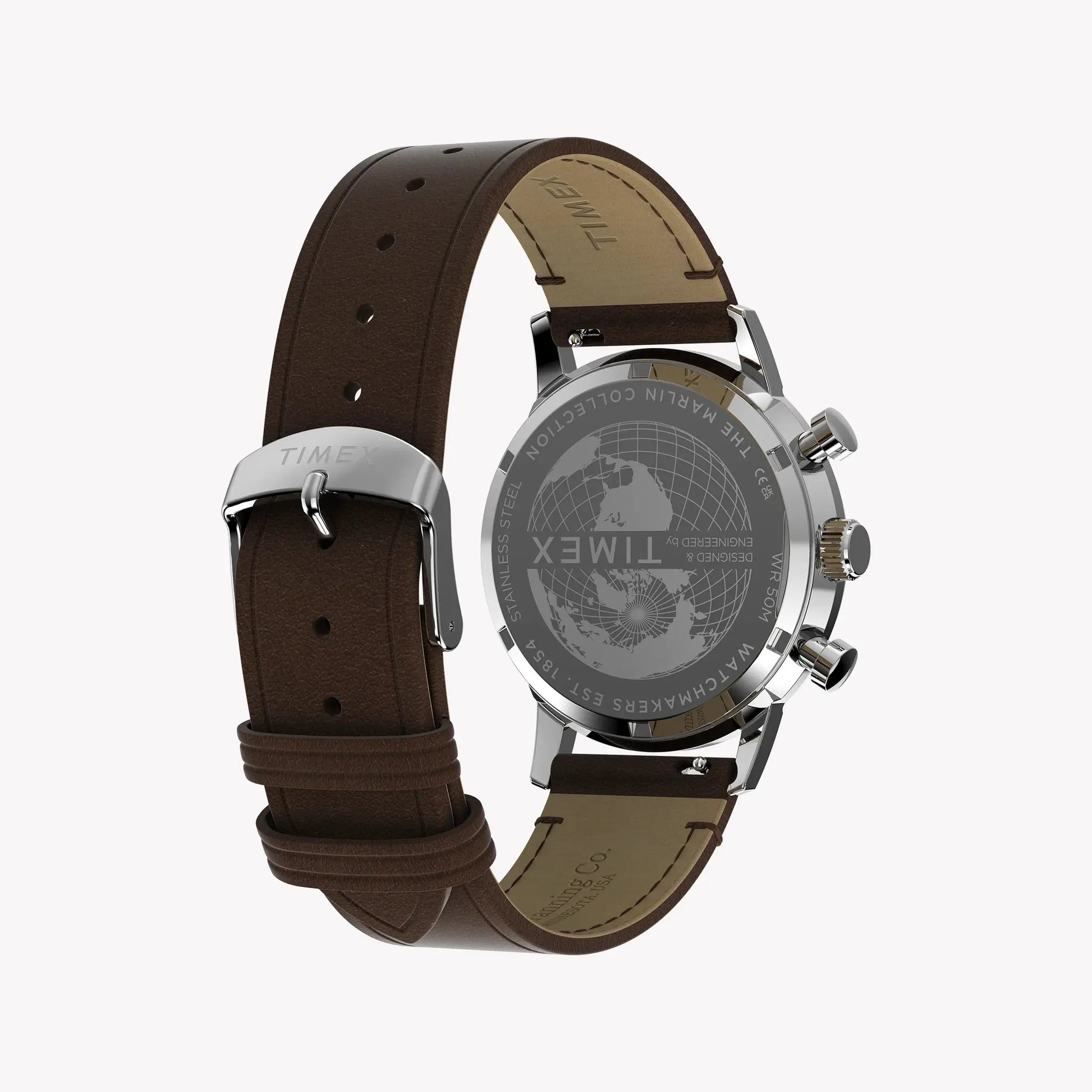 TIMEX Men's Silver-Tone SS, Brown Leather Watch | TW2Y66600 by TIMEX