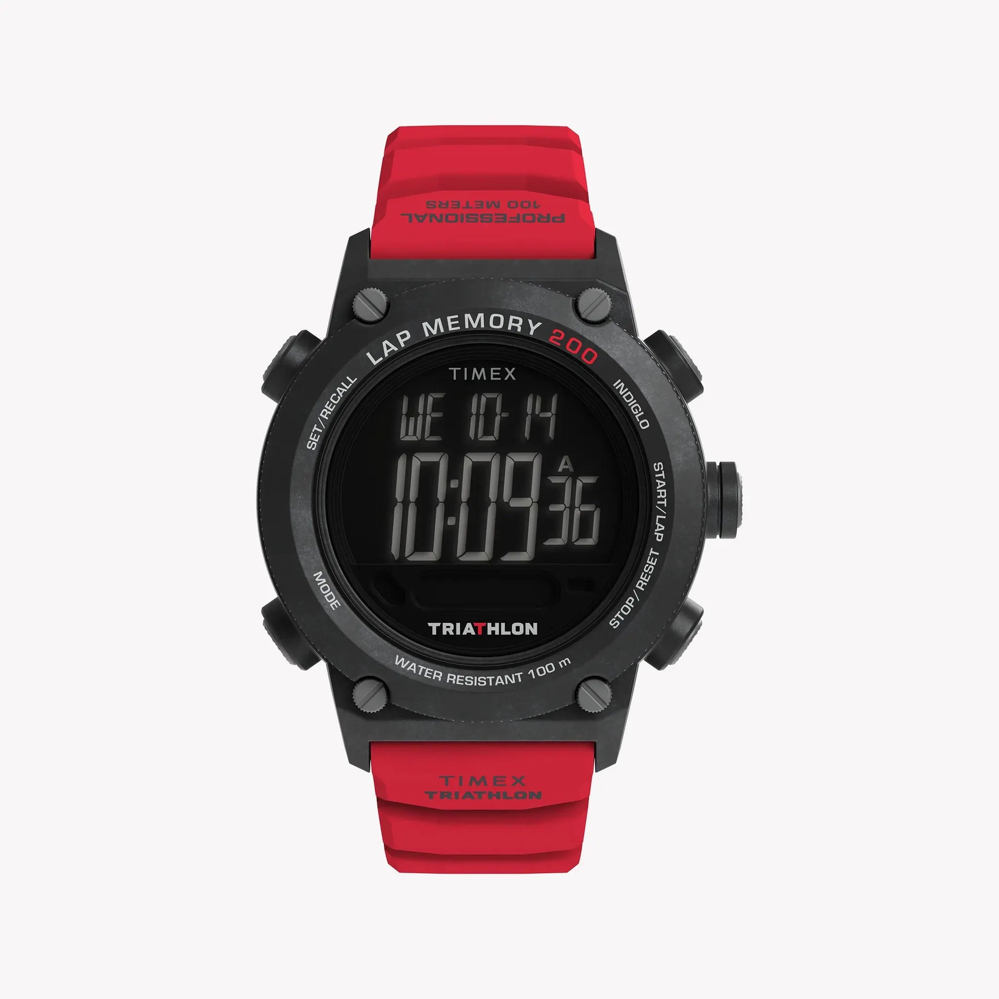 TIMEX Men's Black Case Red Band, Digital | TW5M67000 by TIMEX