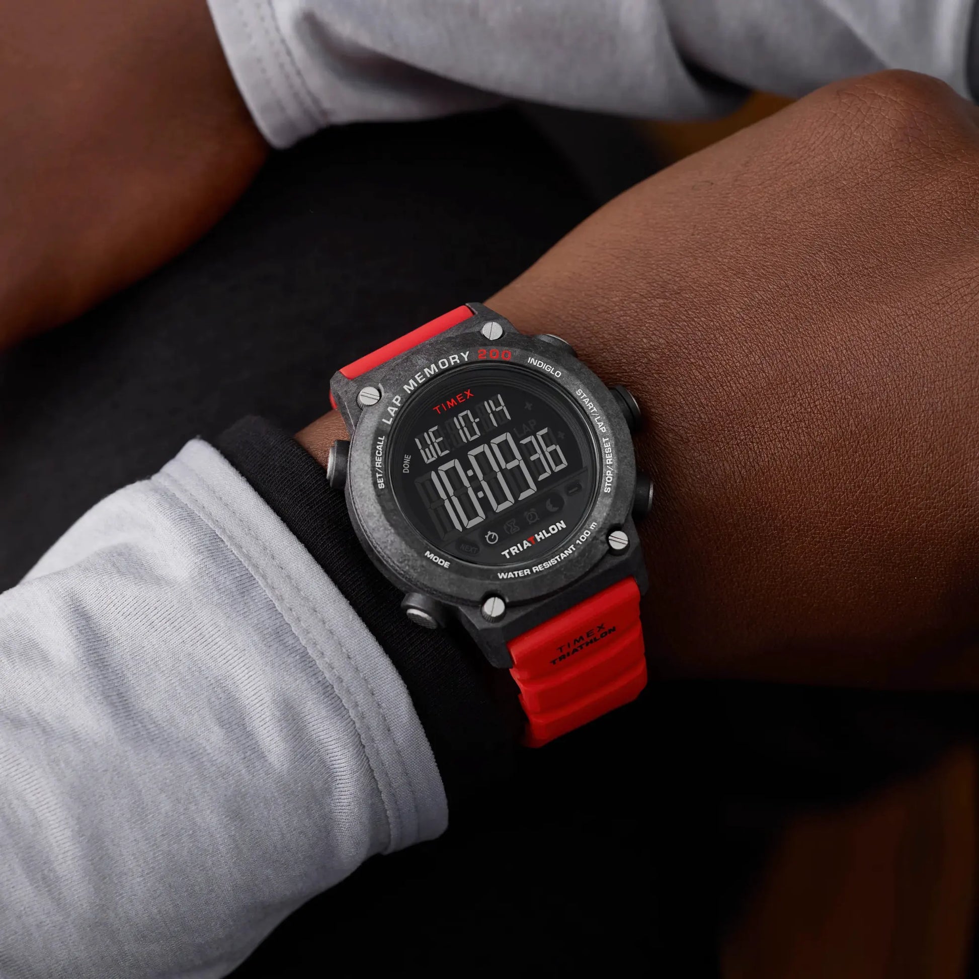 TIMEX Men's Black Case Red Band, Digital | TW5M67000 by TIMEX