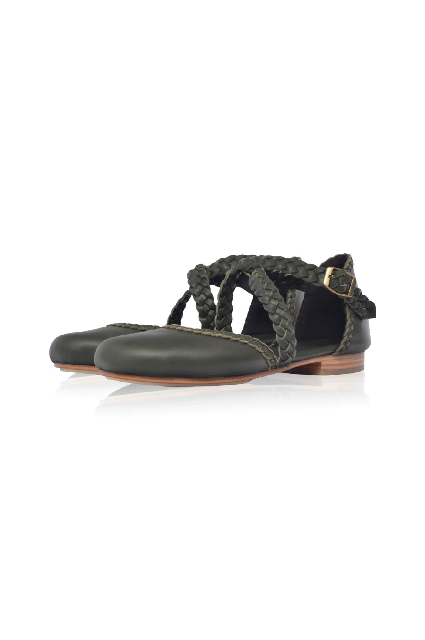 Tallulah Braided Criss-Cross Leather Flats by ELF