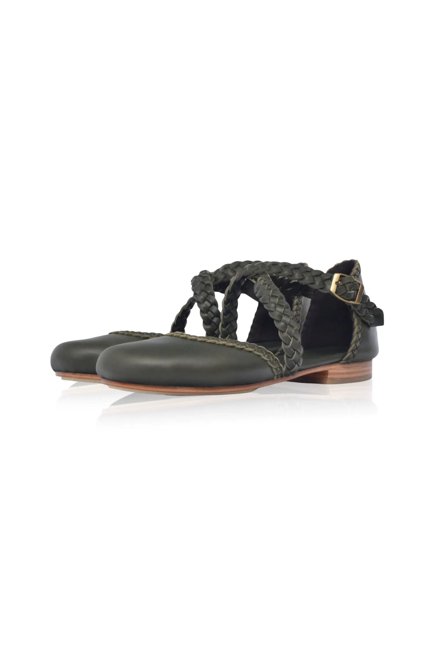 Tallulah Braided Criss-Cross Leather Flats by ELF