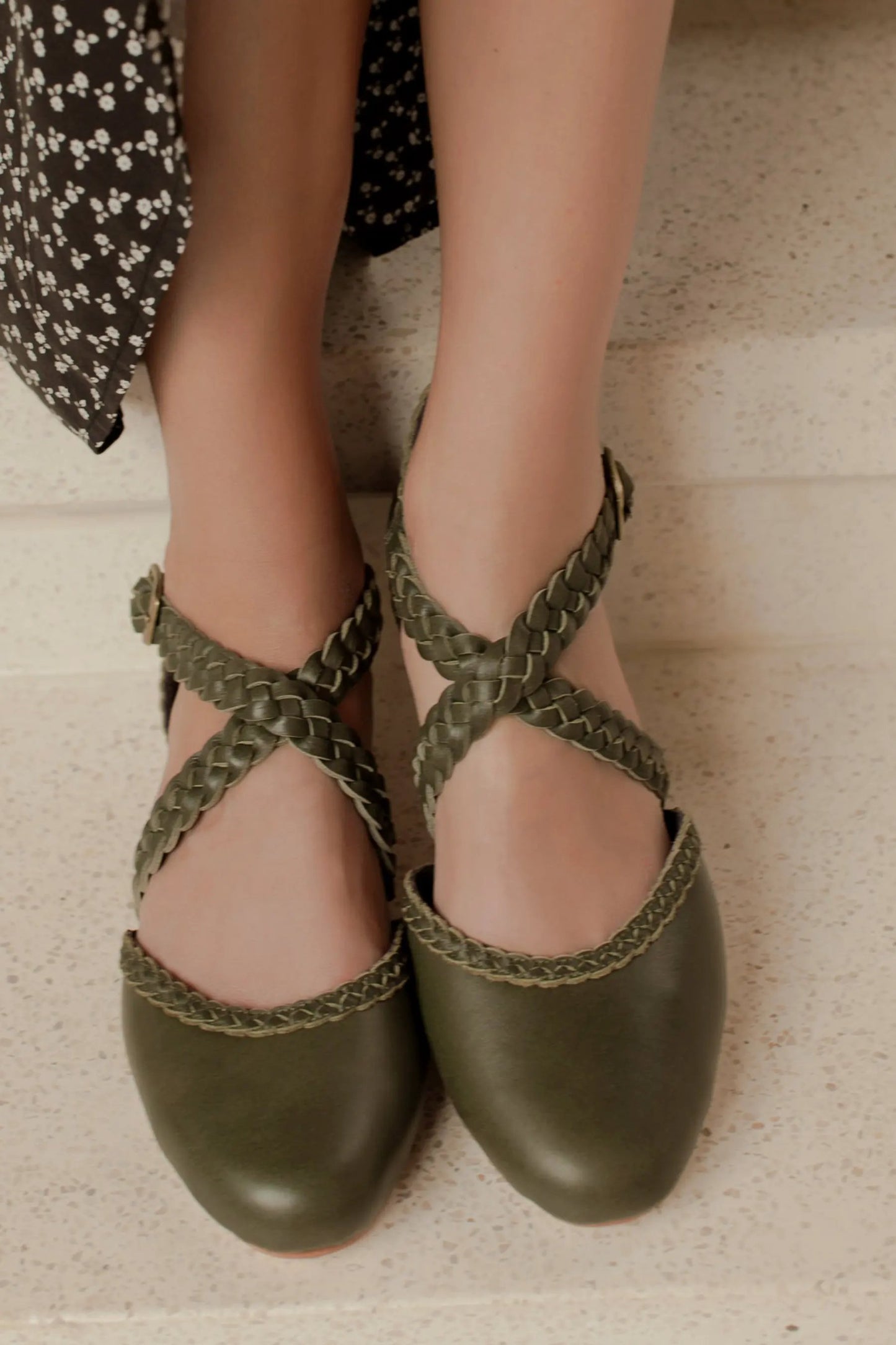 Tallulah Braided Criss-Cross Leather Flats by ELF