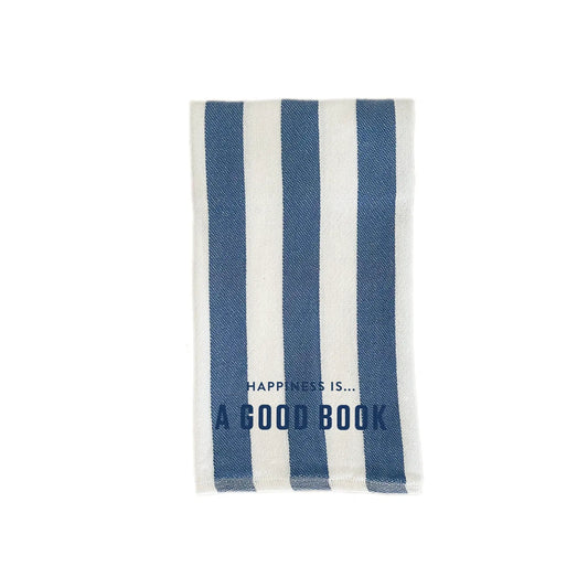 Tea/Hand Towel Good Book, Striped Blue by Books and Reading