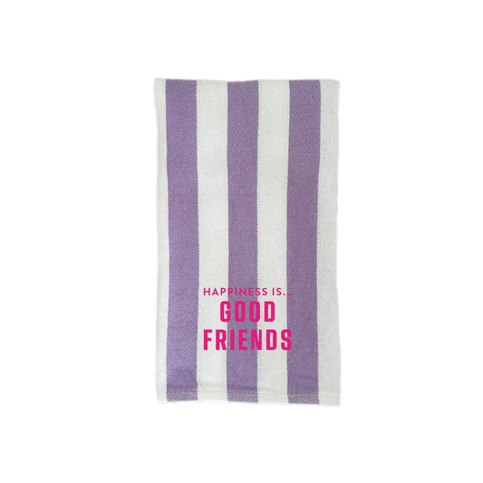 Tea/Hand Towel Good Friends, Striped Lilac with hot pink by Family & Friends Collection