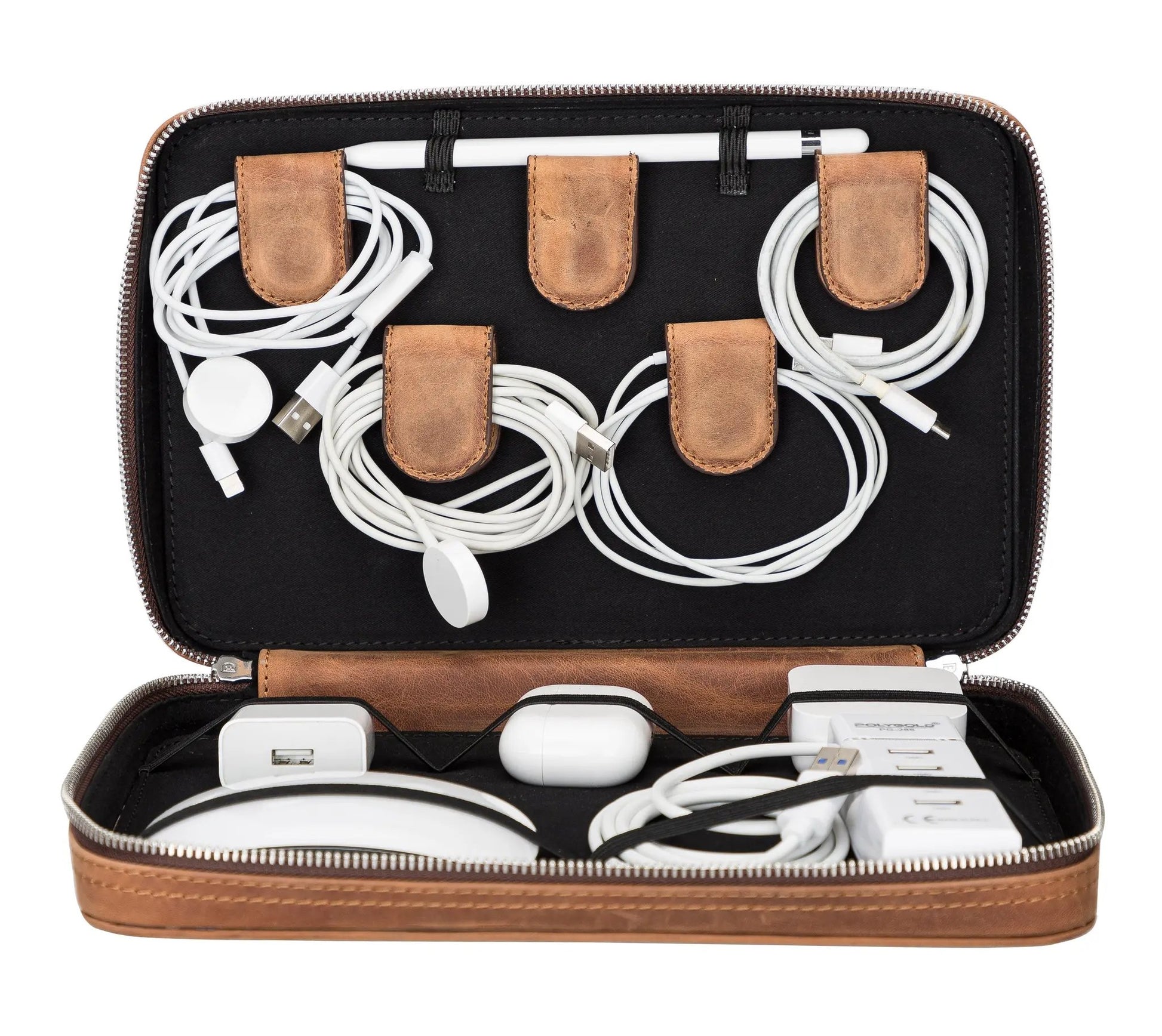 Medicine Handmade Leather Cable Travel Organizer by TORONATA