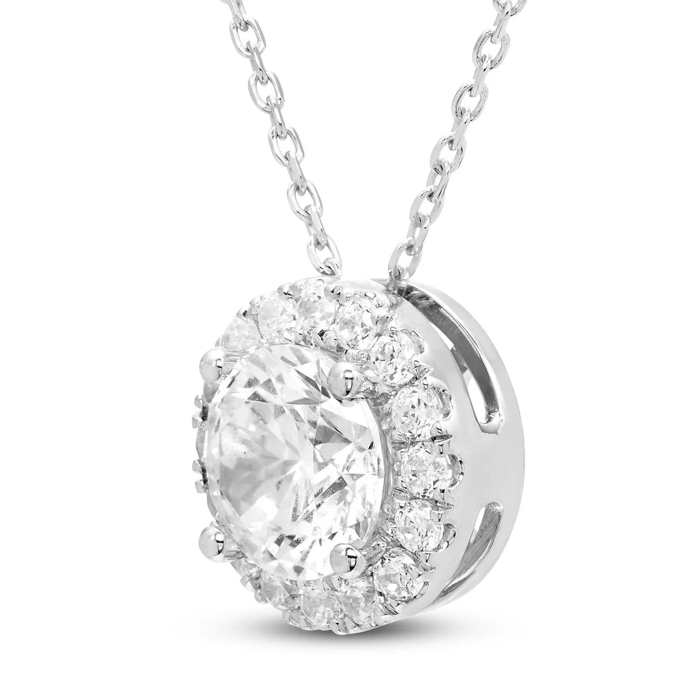 1.50 CTW AGI Certified Lab Grown Diamond Halo Pendant in 14kt White Gold by SightHolderDiamonds LLC