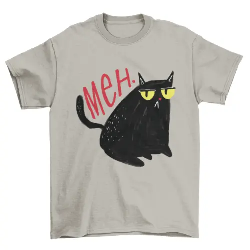 Funny unimpressed meh black cat t-shirt by Turquoise Theseus