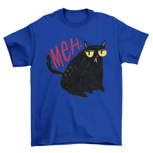 Funny unimpressed meh black cat t-shirt by Turquoise Theseus