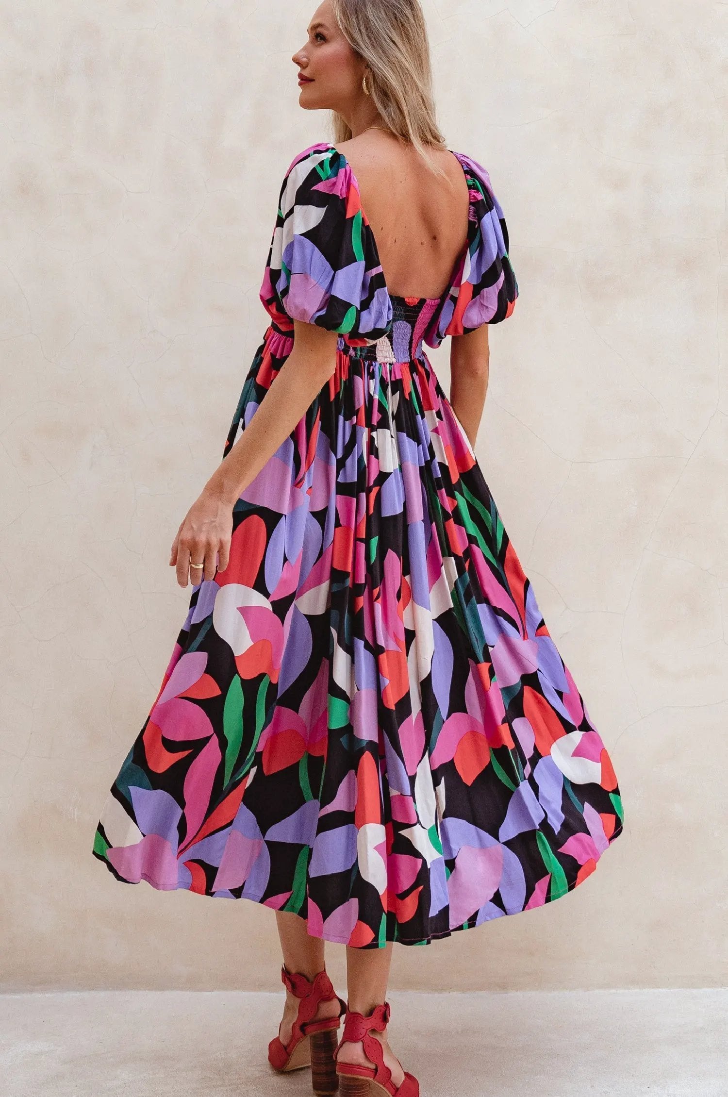 Violeta Puff Sleeve Midi Dress (Sale) by ELF