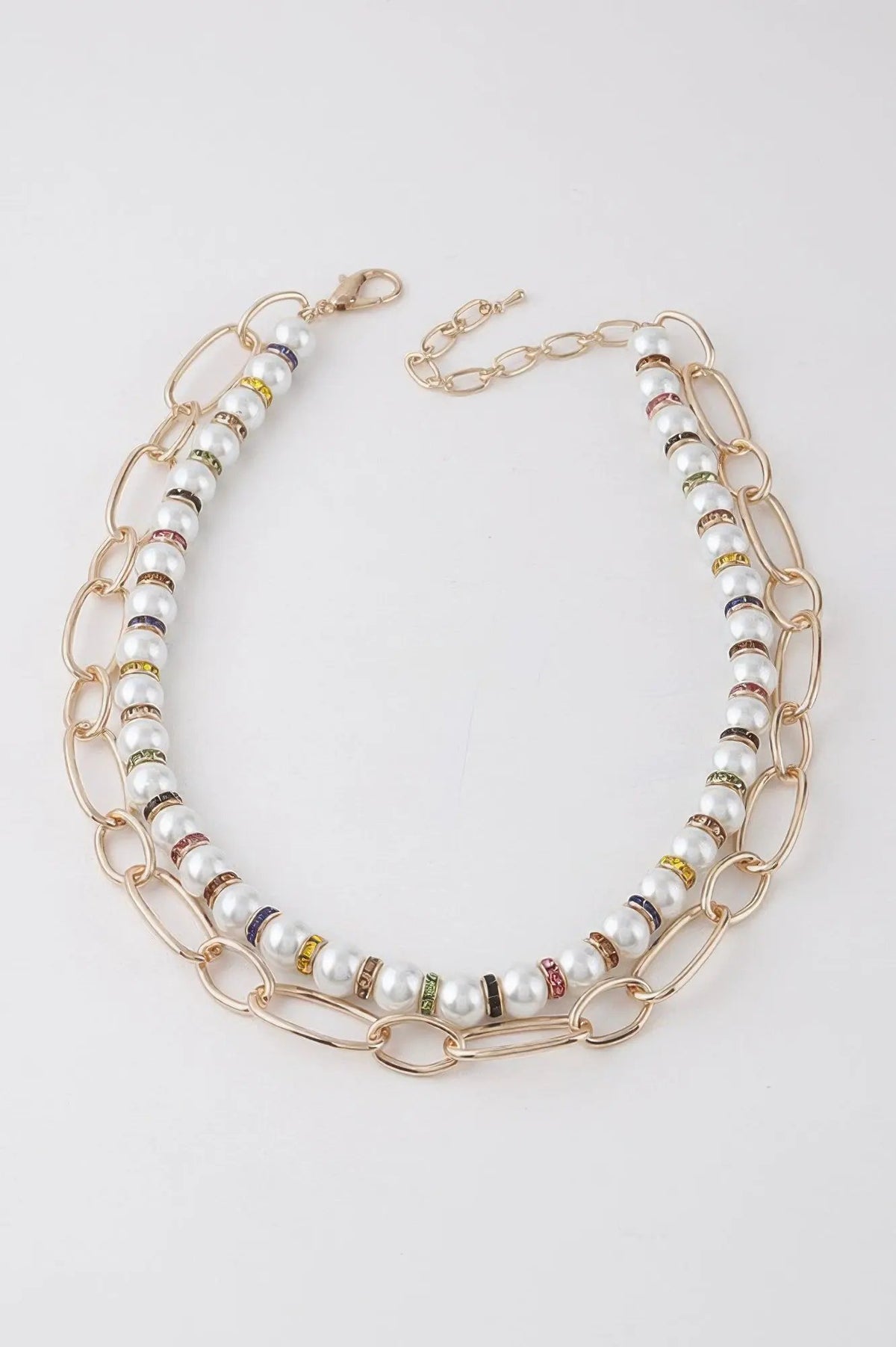 Women's Double Layered Pearl N Chain Necklace BYMANYC ® New York CONTEMPORARY VIBRANT MODERN FASHION - New Collection by BYMANYC New York