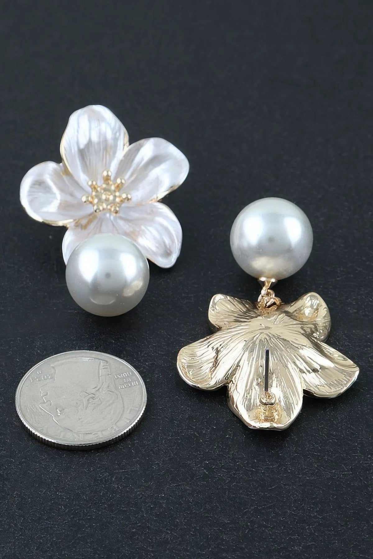 Women's Drop Earrings Pearl Flower Accent BYMANYC ® New York ELEGANT FLORAL DANGLE EARRINGS - New Collection by BYMANYC New York