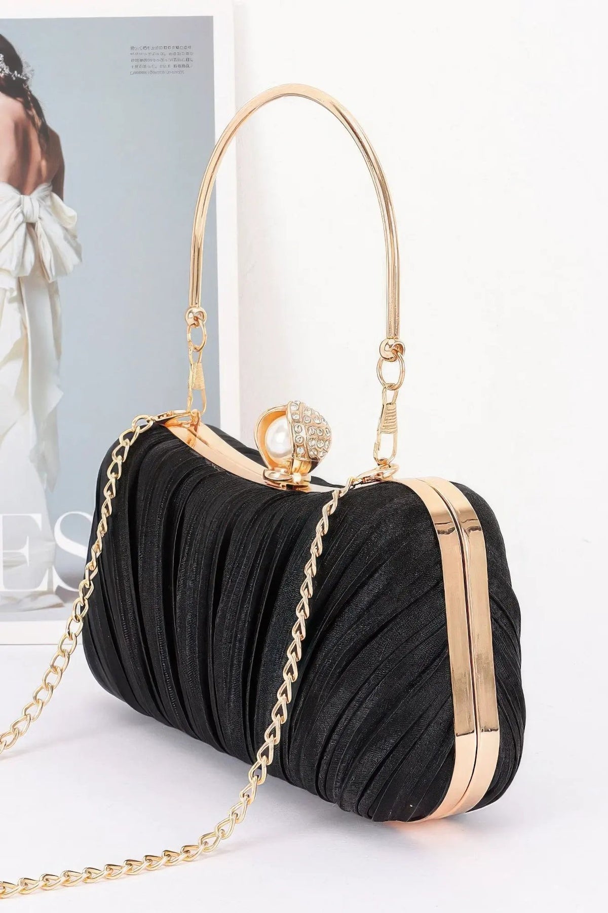 Women's Party Clutch Pleated Polyester BYMANYC ® New York ELEGANT TEXTURED EVENING PURSE - New Collection by BYMANYC New York
